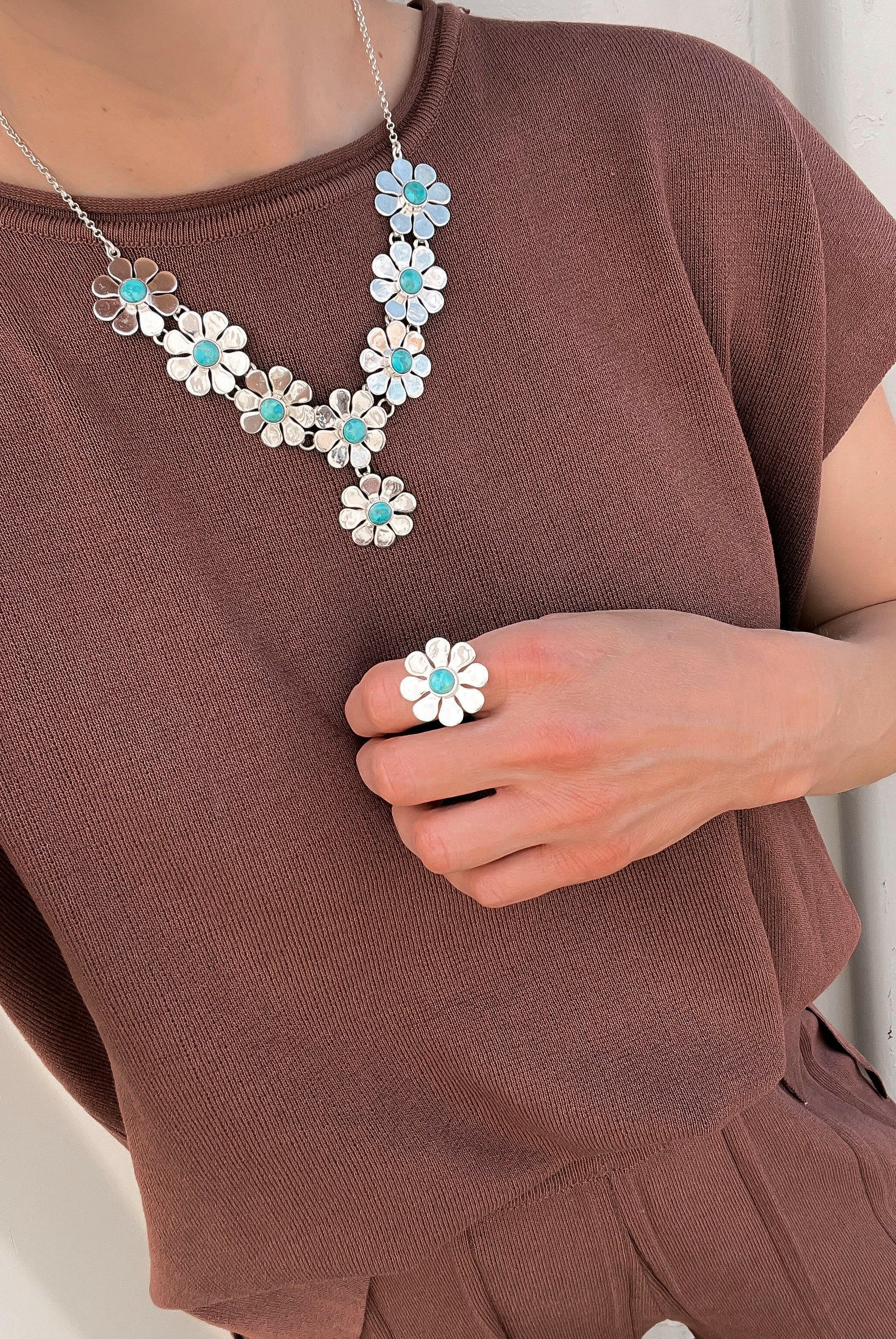 Flower Power Necklace, Ring & Pendant-Pendant Necklaces-Krush Kandy, Women's Online Fashion Boutique Located in Phoenix, Arizona (Scottsdale Area)