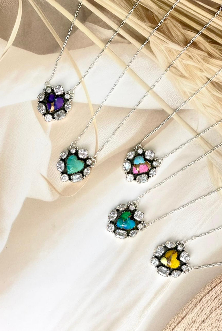 Blinging Heart Necklace sno 31-Necklaces-Krush Kandy, Women's Online Fashion Boutique Located in Phoenix, Arizona (Scottsdale Area)
