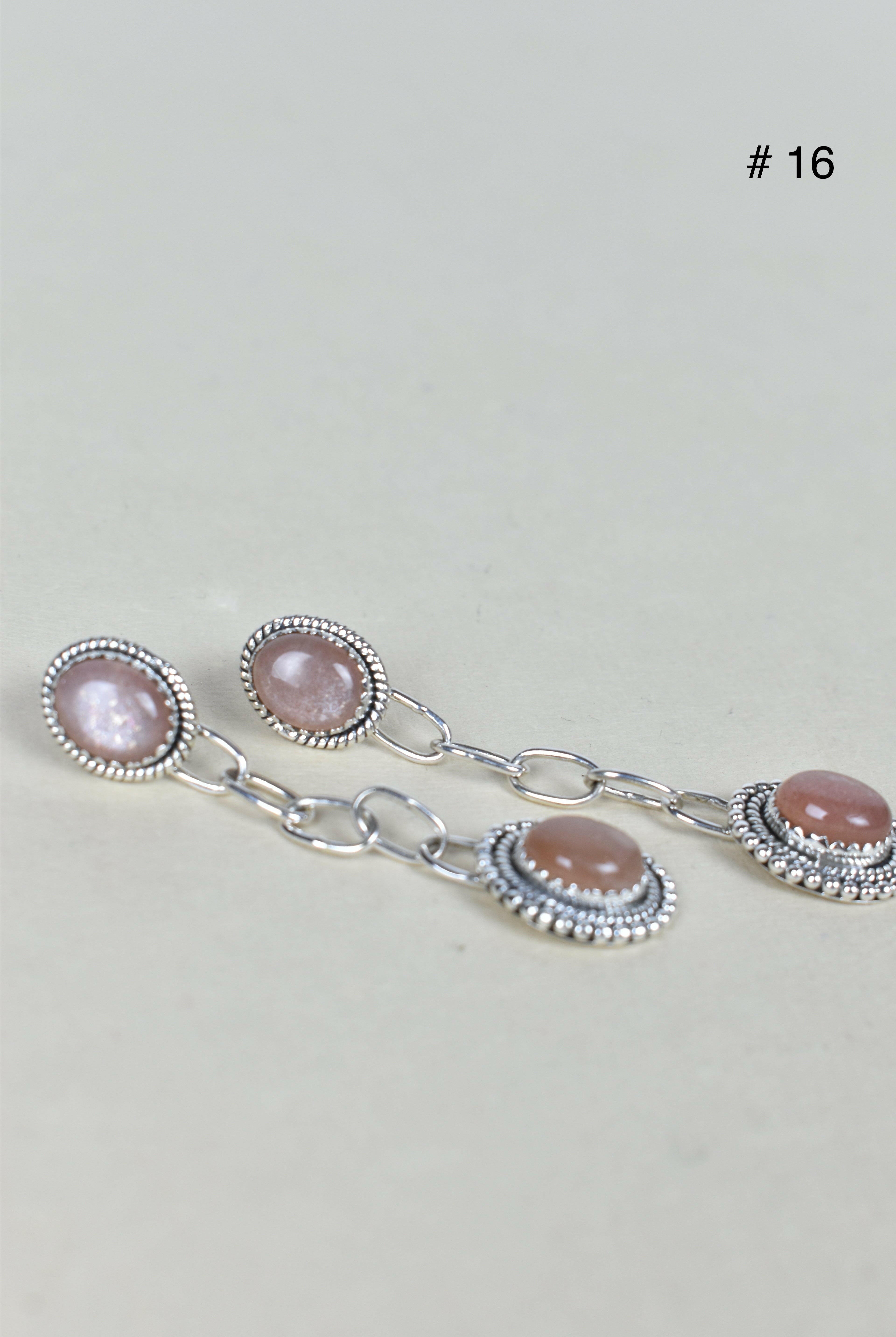 Gem Duet Chain Drop Earrings-Drop Earrings-Krush Kandy, Women's Online Fashion Boutique Located in Phoenix, Arizona (Scottsdale Area)