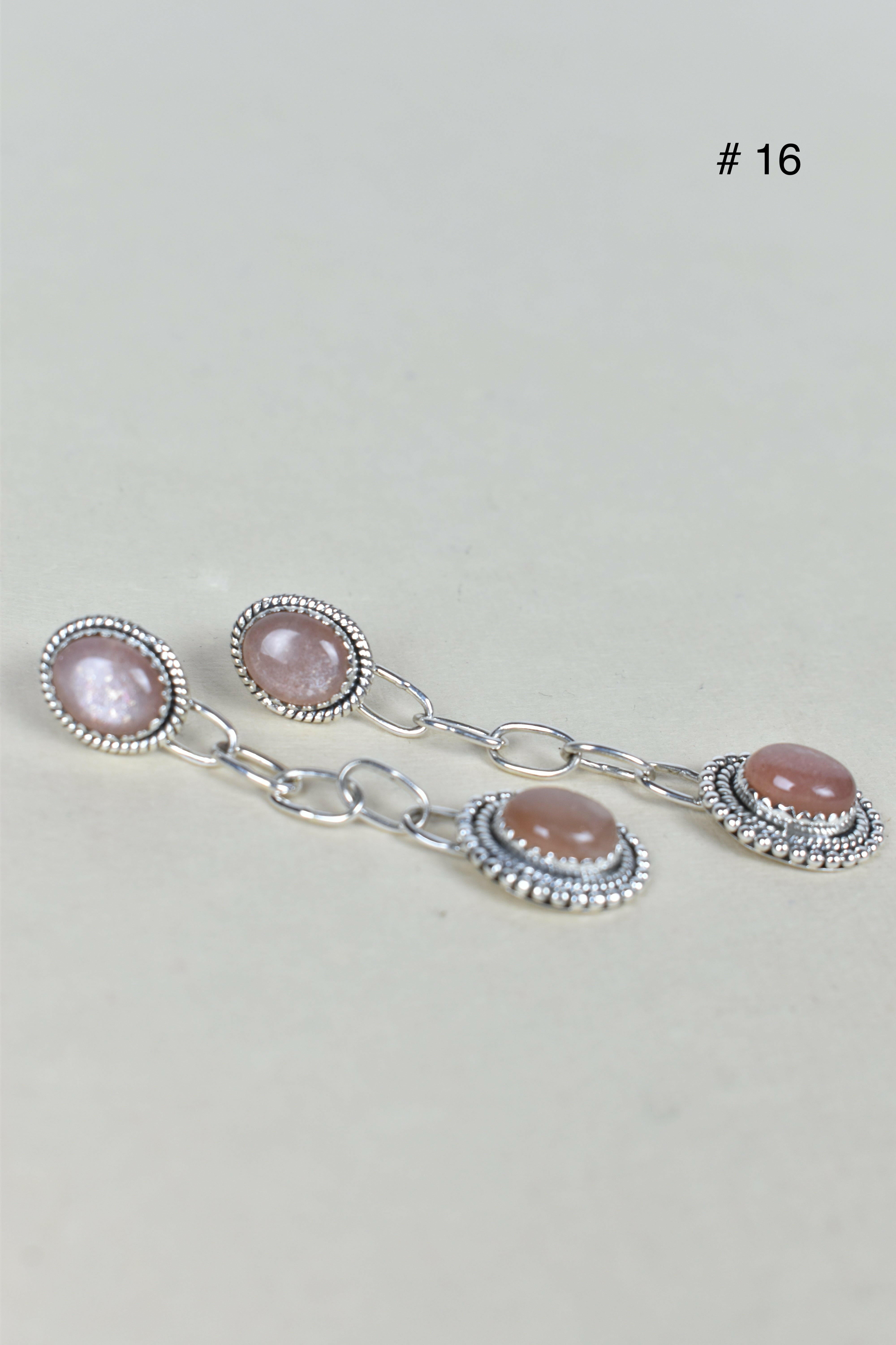 Gem Duet Chain Drop Earrings-Drop Earrings-Krush Kandy, Women's Online Fashion Boutique Located in Phoenix, Arizona (Scottsdale Area)