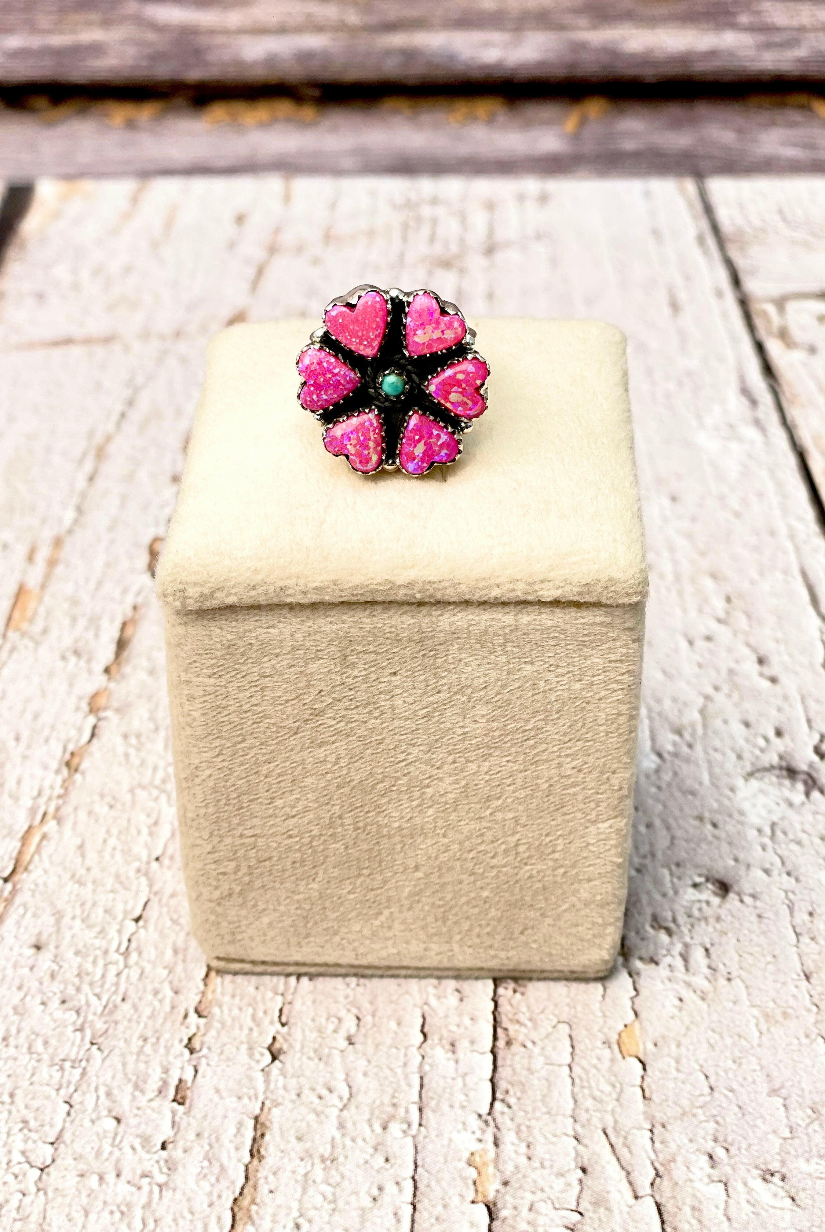 Neon Pink Opal Heart Blossom Ring-Ring Sizers-Krush Kandy, Women's Online Fashion Boutique Located in Phoenix, Arizona (Scottsdale Area)