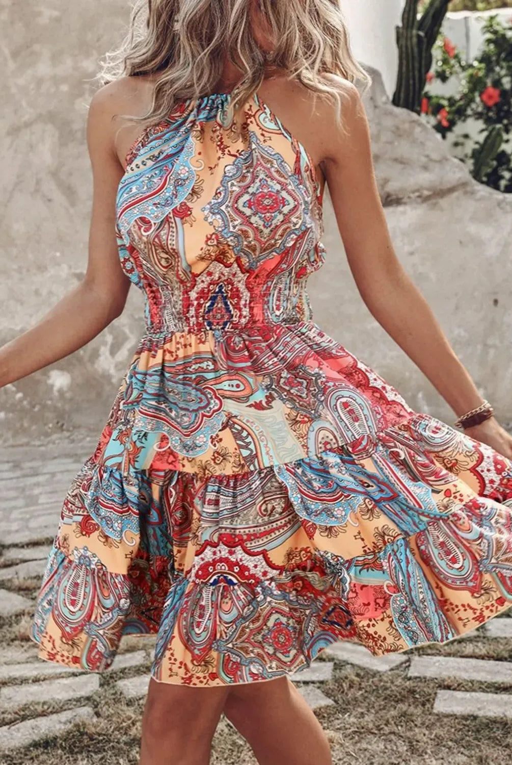 Paisley Print Halter Neck Mini Dress-Krush Kandy, Women's Online Fashion Boutique Located in Phoenix, Arizona (Scottsdale Area)