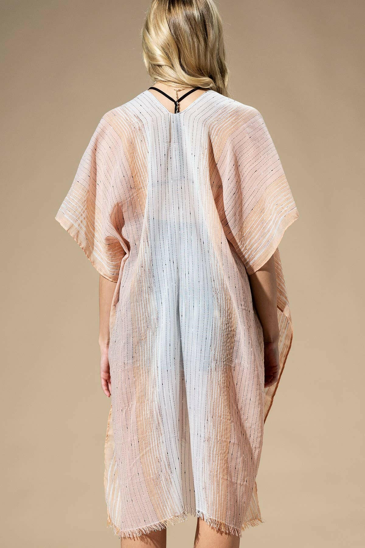 Striped Two-Tone Cover-up Kimono-Kimono-Krush Kandy, Women's Online Fashion Boutique Located in Phoenix, Arizona (Scottsdale Area)