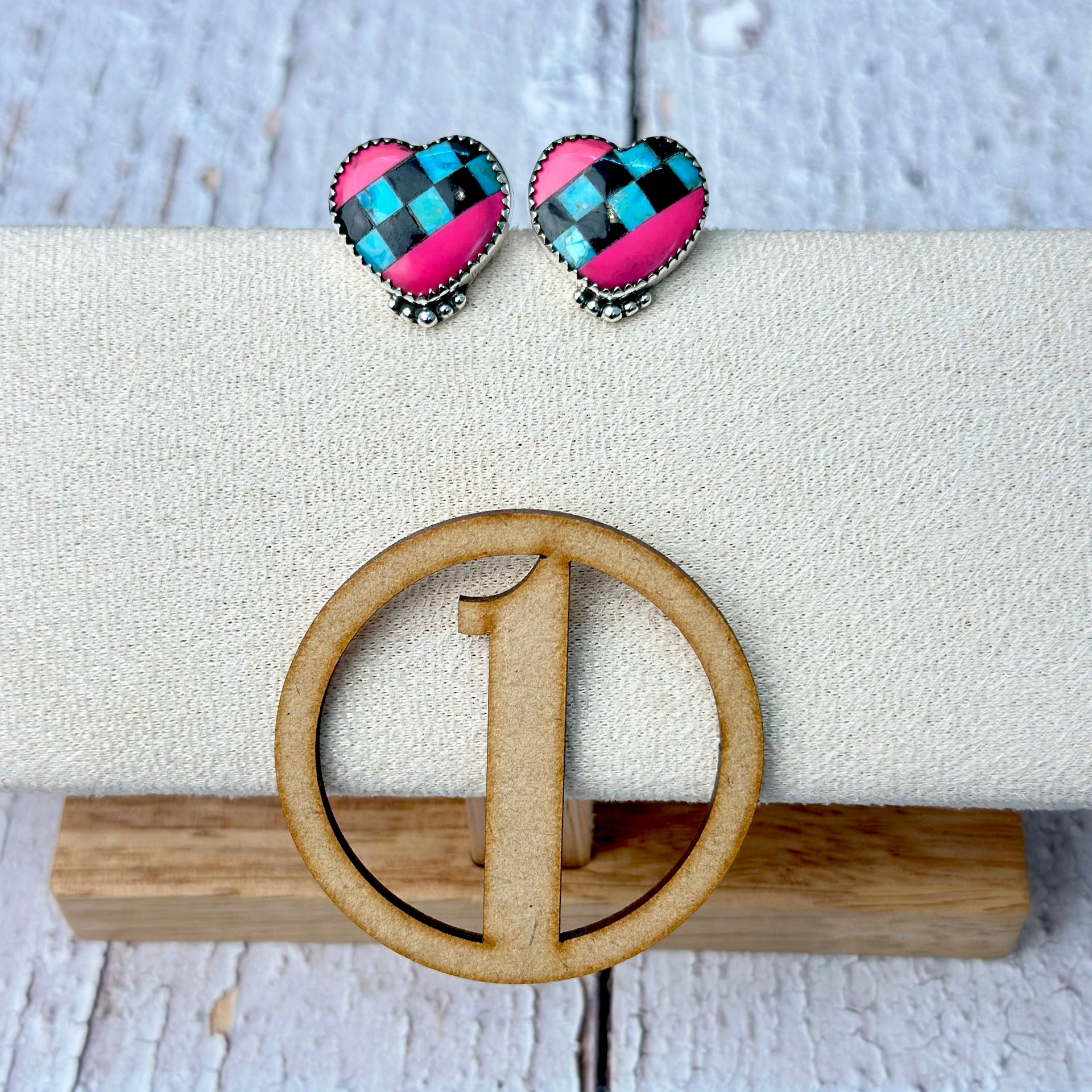 Kandy Hearts Stripe & Checkered Earrings-Earrings-Krush Kandy, Women's Online Fashion Boutique Located in Phoenix, Arizona (Scottsdale Area)