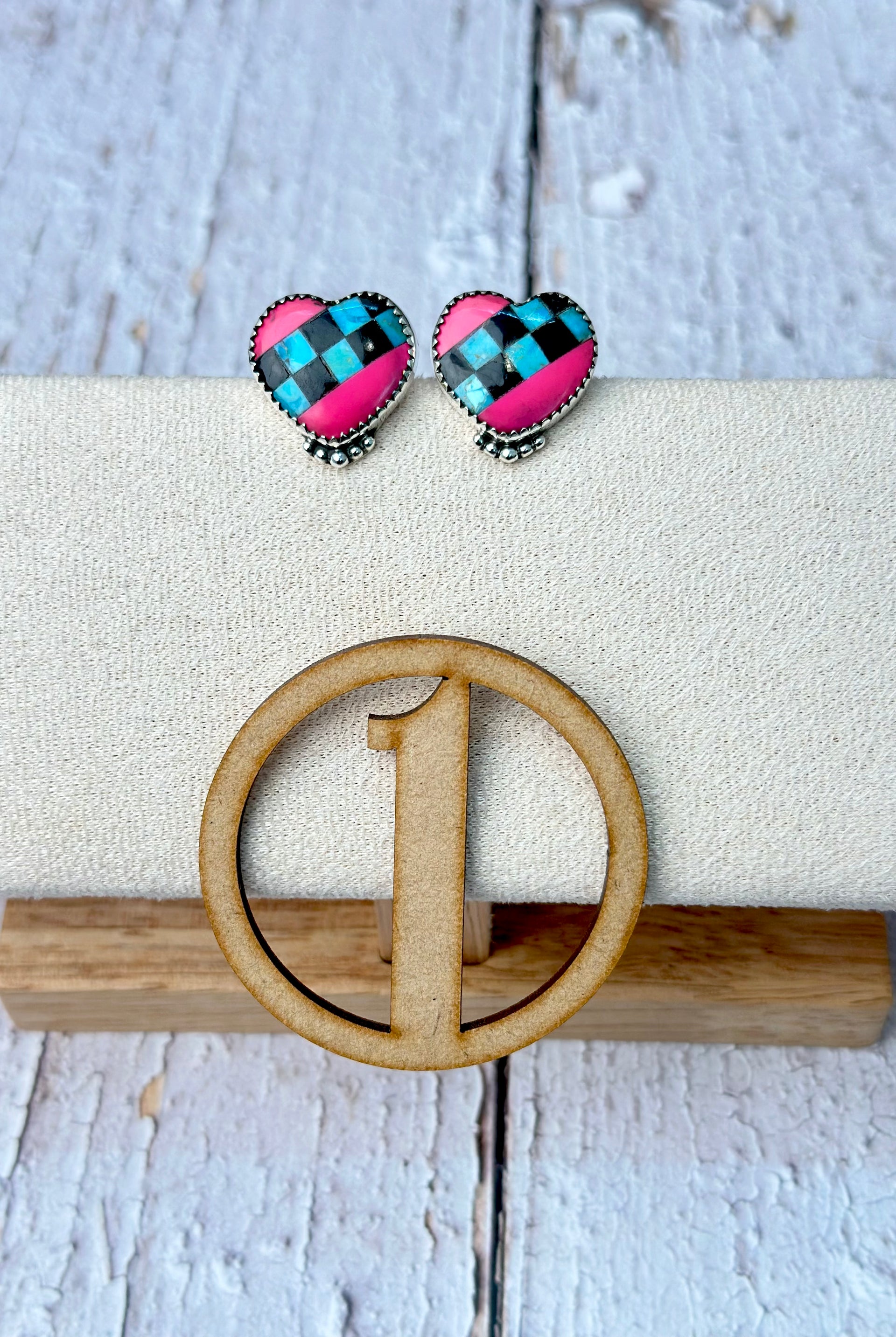 Kandy Hearts Stripe & Checkered Earrings-Earrings-Krush Kandy, Women's Online Fashion Boutique Located in Phoenix, Arizona (Scottsdale Area)