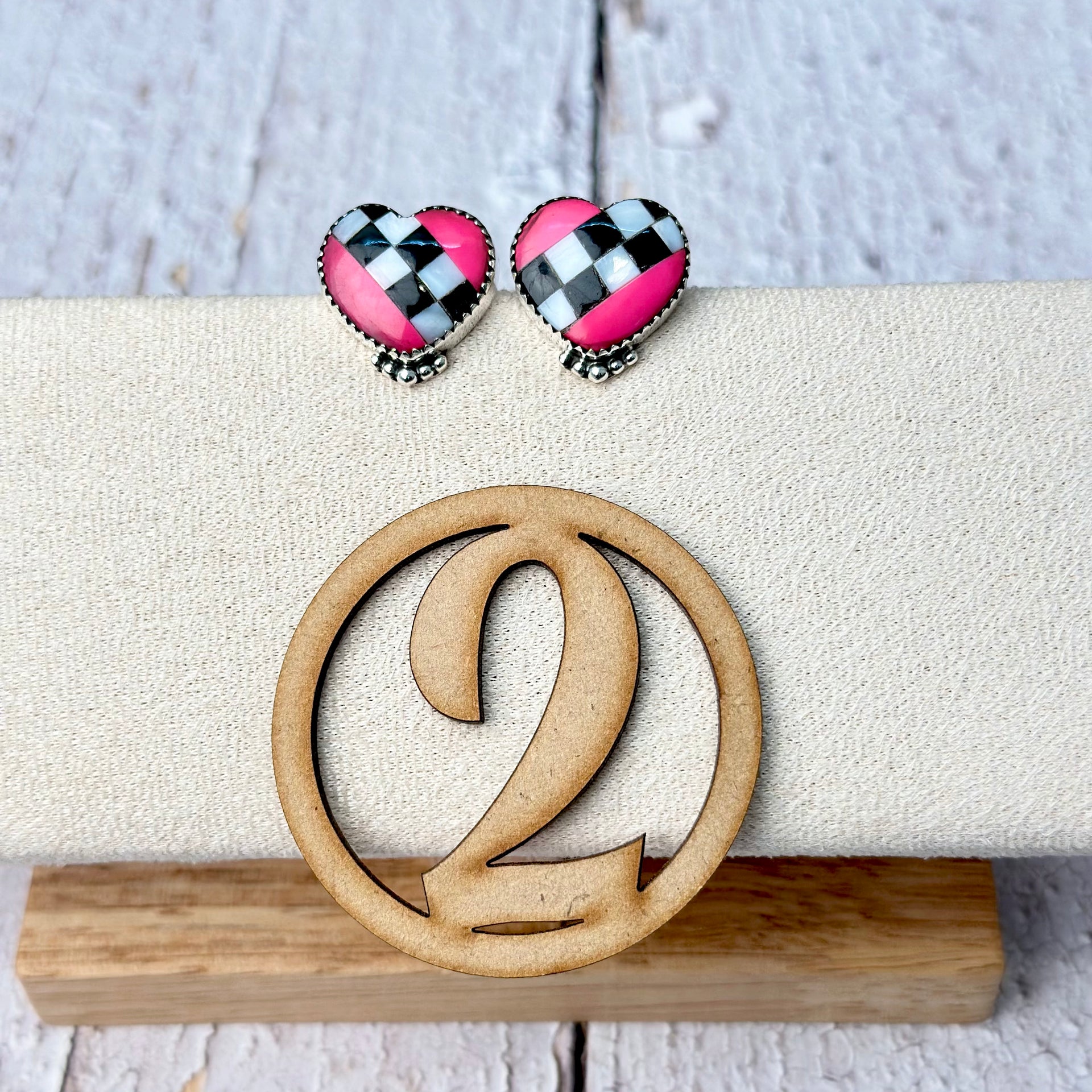 Kandy Hearts Stripe & Checkered Earrings-Earrings-Krush Kandy, Women's Online Fashion Boutique Located in Phoenix, Arizona (Scottsdale Area)