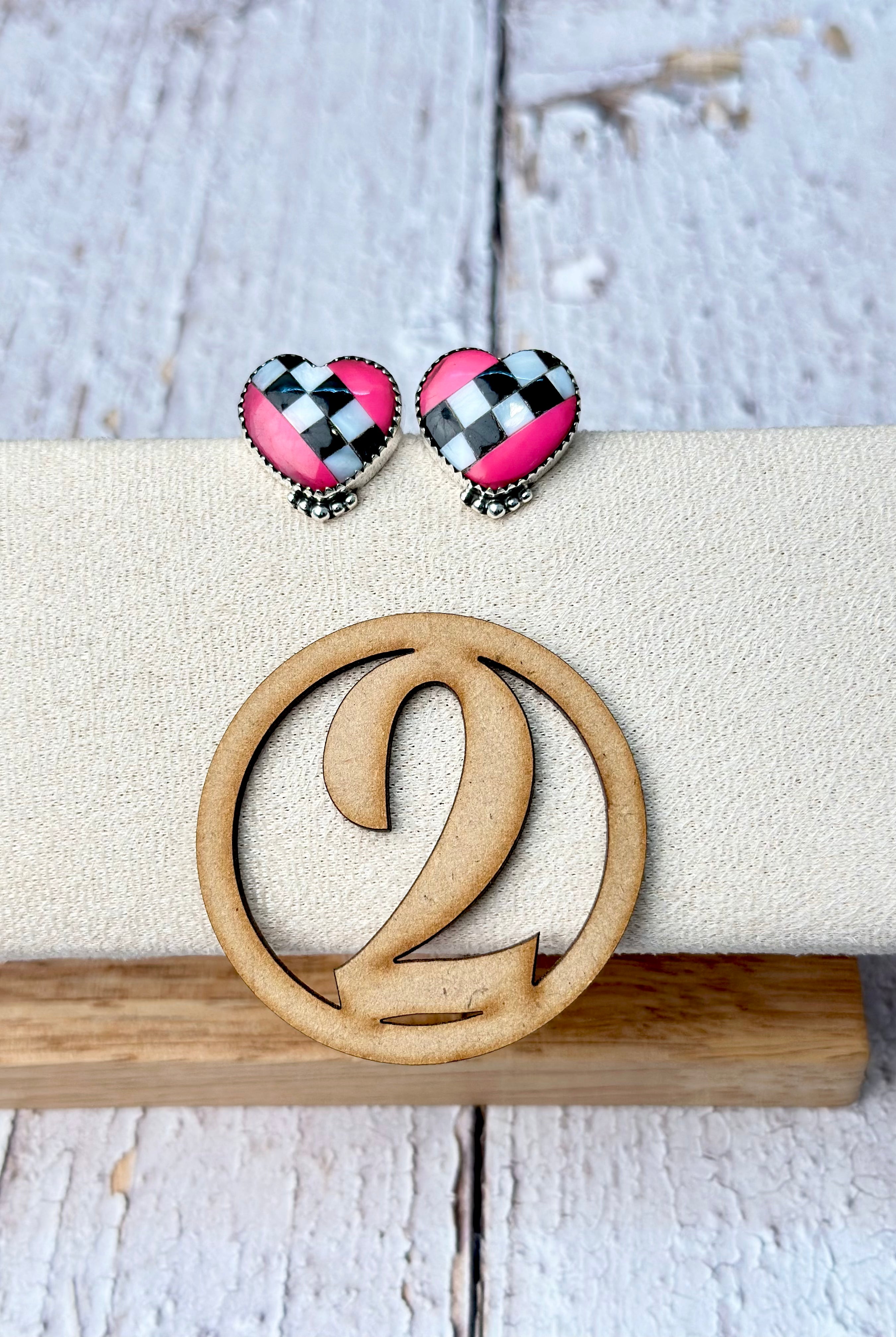 Kandy Hearts Stripe & Checkered Earrings-Earrings-Krush Kandy, Women's Online Fashion Boutique Located in Phoenix, Arizona (Scottsdale Area)
