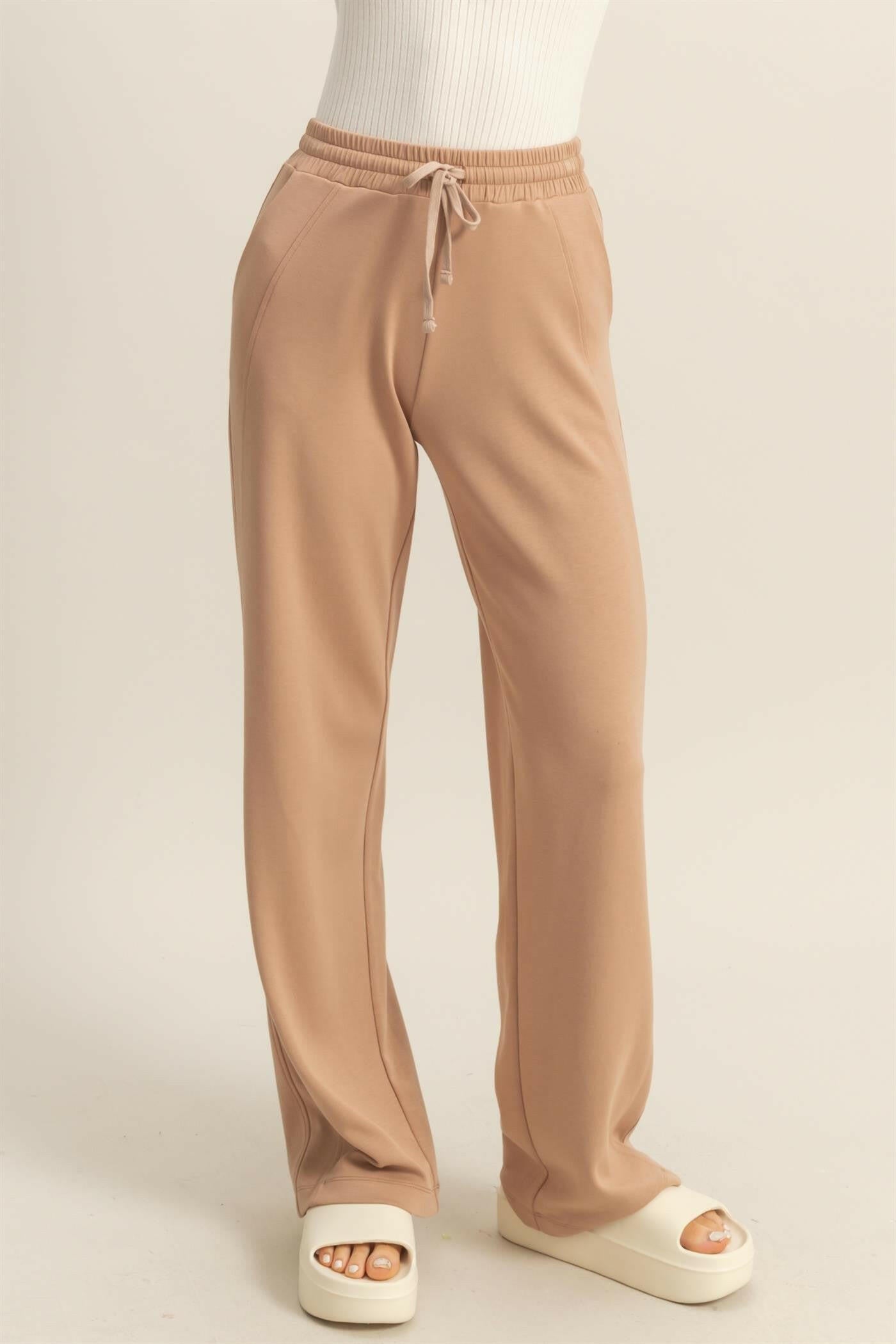 High-Waist Drawstring Straight-Cut Pants-Sweatpants-Krush Kandy, Women's Online Fashion Boutique Located in Phoenix, Arizona (Scottsdale Area)