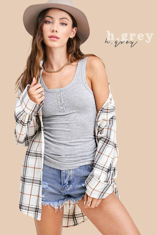 Let's Talk Later Button Detail Tank Top | 9 Colors!-Tanks-Krush Kandy, Women's Online Fashion Boutique Located in Phoenix, Arizona (Scottsdale Area)