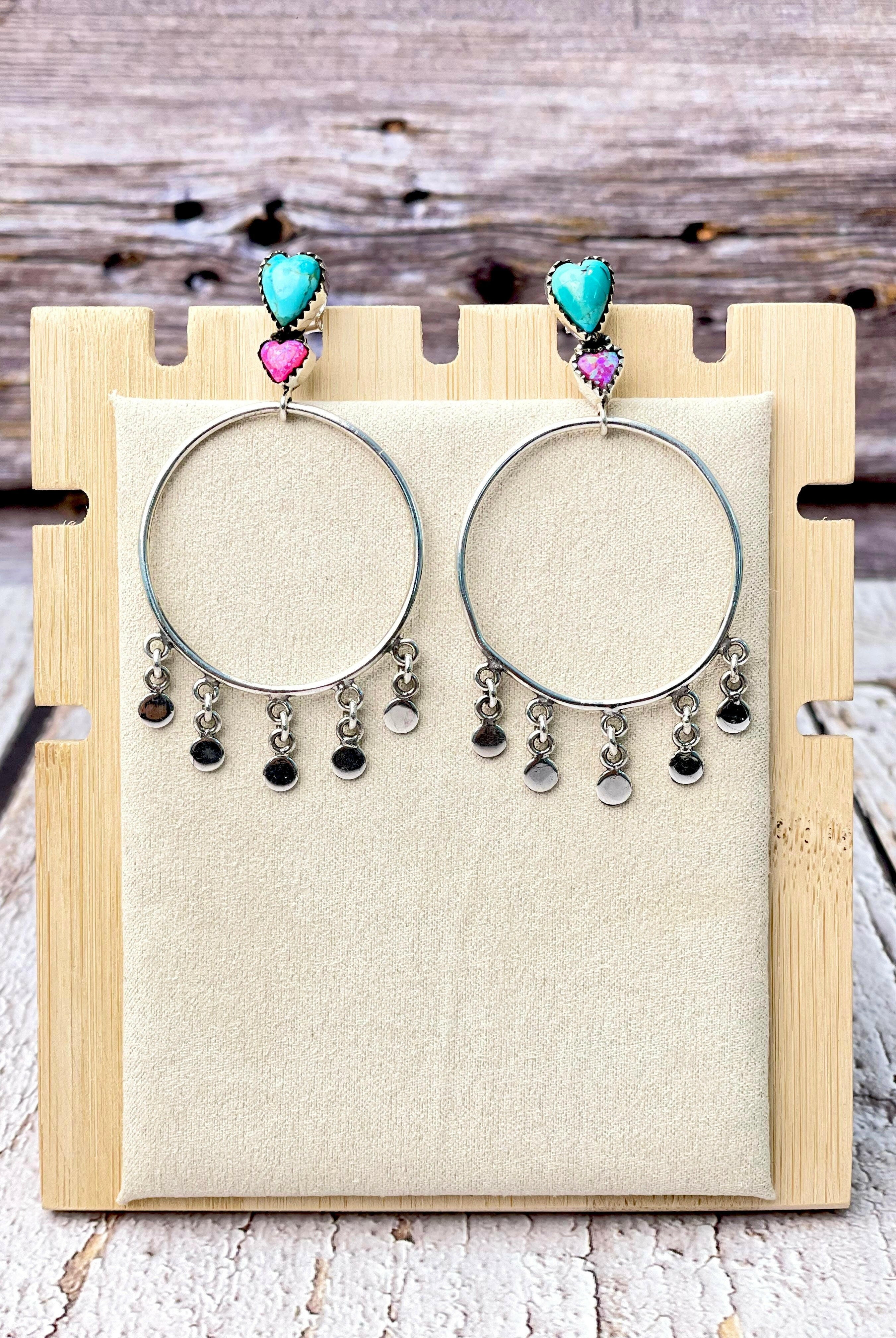 With Love Heart Dreamcatcher Hoop Fringe Earrings-Earrings-Krush Kandy, Women's Online Fashion Boutique Located in Phoenix, Arizona (Scottsdale Area)