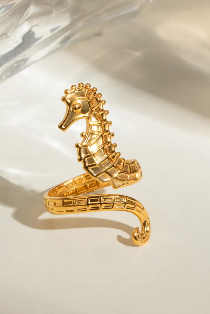 18K Gold-Plated Seahorse Wrap Adjustable Ring-Rings-Krush Kandy, Women's Online Fashion Boutique Located in Phoenix, Arizona (Scottsdale Area)