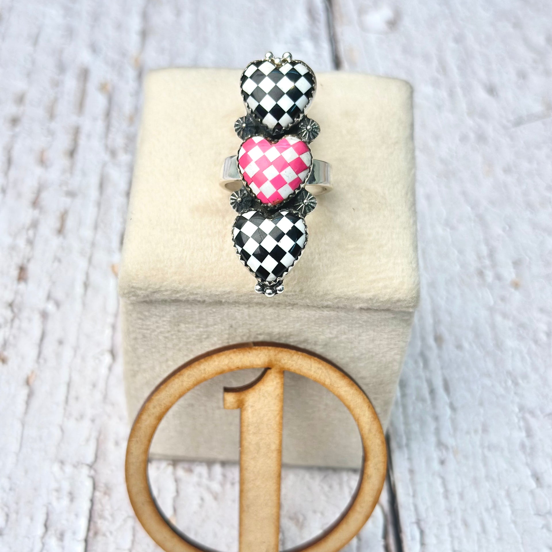 Harley's Checkered Heart Rings-Ring-Krush Kandy, Women's Online Fashion Boutique Located in Phoenix, Arizona (Scottsdale Area)
