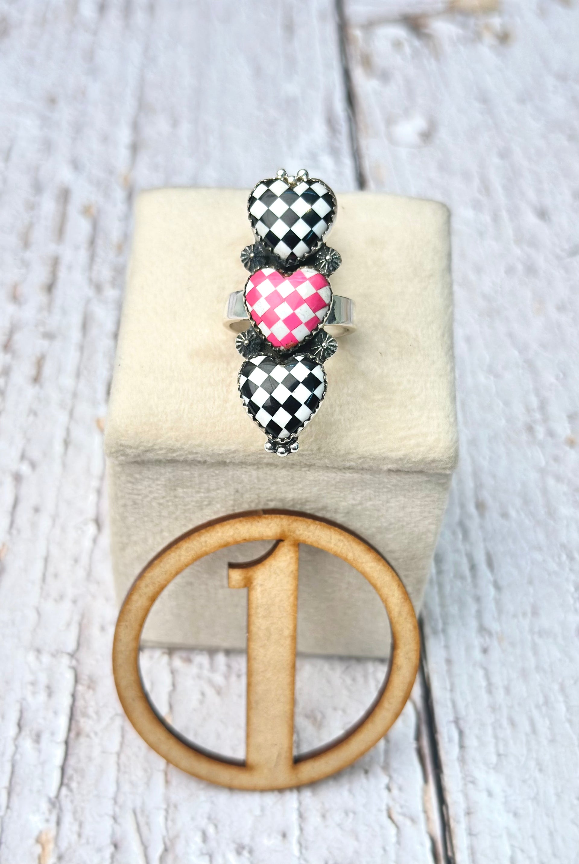 Harley's Checkered Heart Rings-Ring-Krush Kandy, Women's Online Fashion Boutique Located in Phoenix, Arizona (Scottsdale Area)