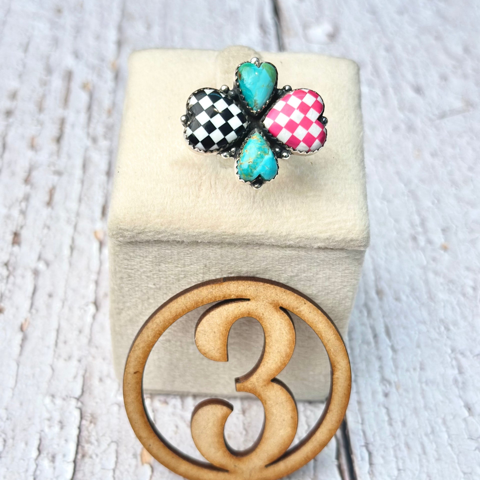 Harley's Checkered Heart Rings-Ring-Krush Kandy, Women's Online Fashion Boutique Located in Phoenix, Arizona (Scottsdale Area)