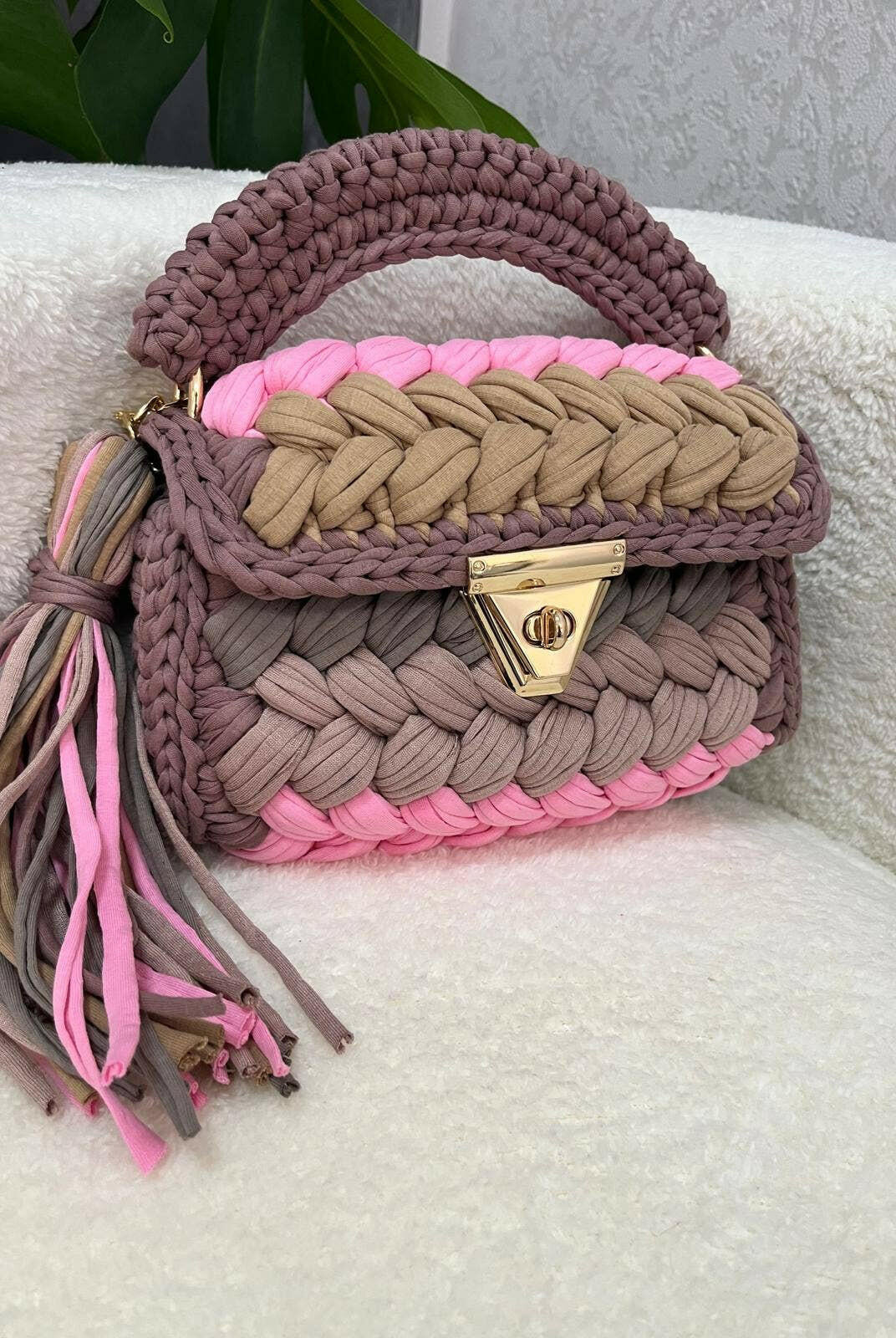 Blushing Neutrals Handmade Crochet Purse-handbags-Krush Kandy, Women's Online Fashion Boutique Located in Phoenix, Arizona (Scottsdale Area)