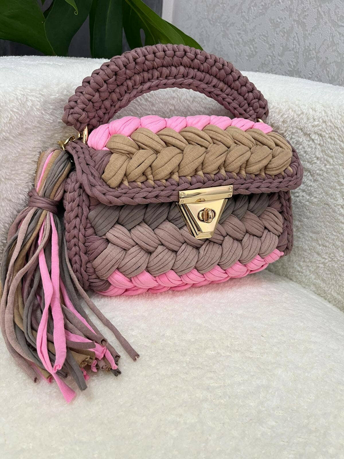 Blushing Neutrals Handmade Crochet Purse-handbags-Krush Kandy, Women's Online Fashion Boutique Located in Phoenix, Arizona (Scottsdale Area)