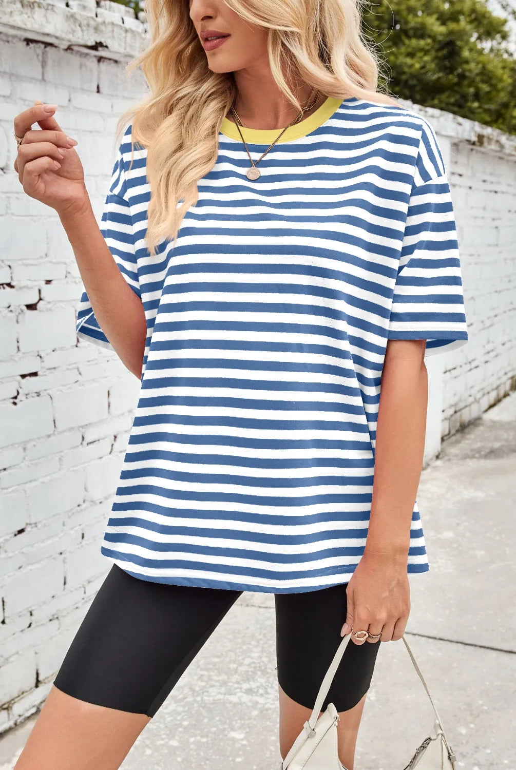 Neon Pop Stripe Oversized Tee-Tops-Krush Kandy, Women's Online Fashion Boutique Located in Phoenix, Arizona (Scottsdale Area)