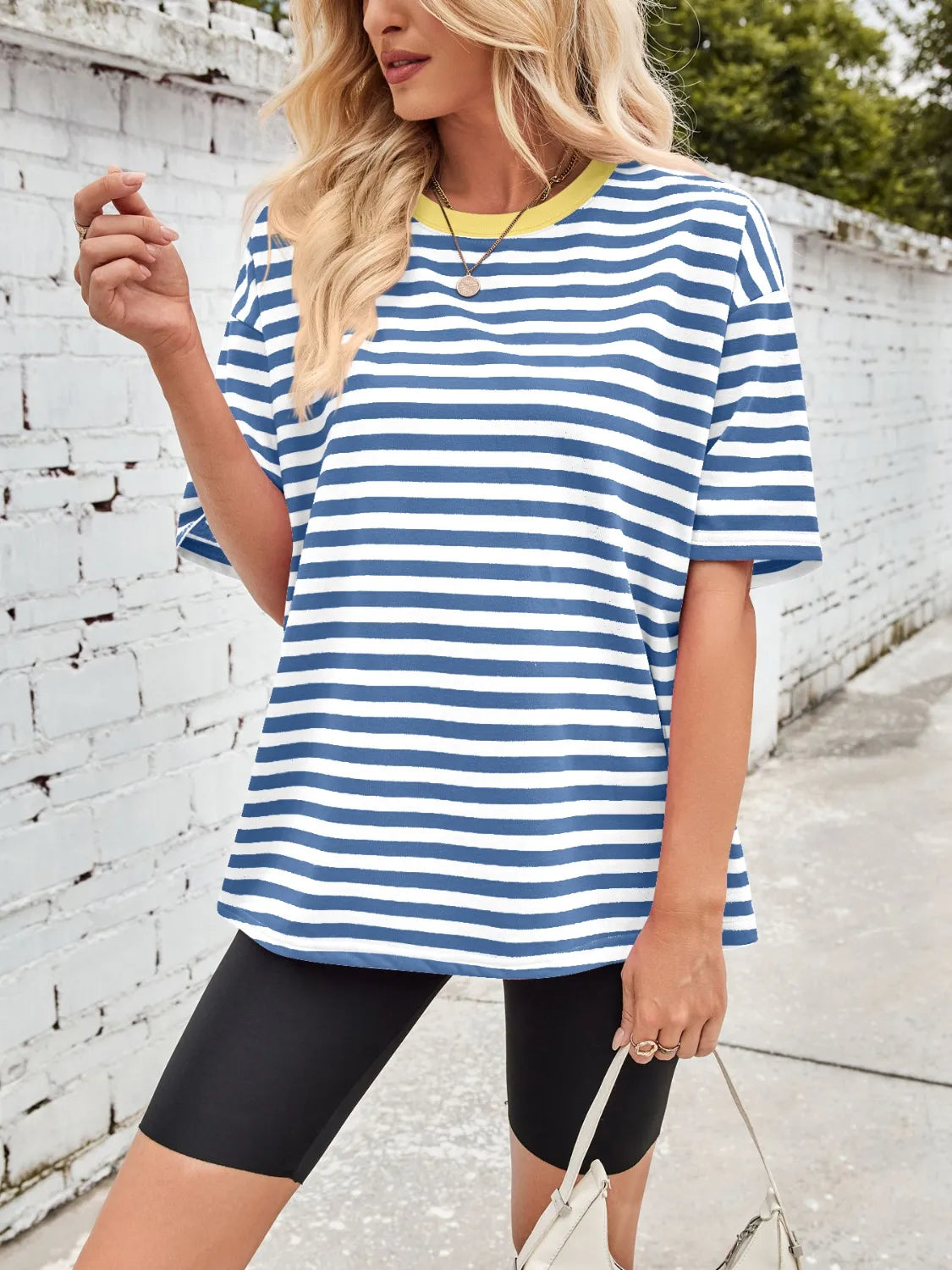 Neon Pop Stripe Oversized Tee-Tops-Krush Kandy, Women's Online Fashion Boutique Located in Phoenix, Arizona (Scottsdale Area)