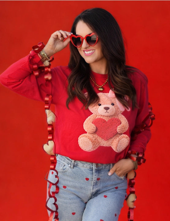 Valentine Teddy Bear Tee-Graphic Tees-Krush Kandy, Women's Online Fashion Boutique Located in Phoenix, Arizona (Scottsdale Area)