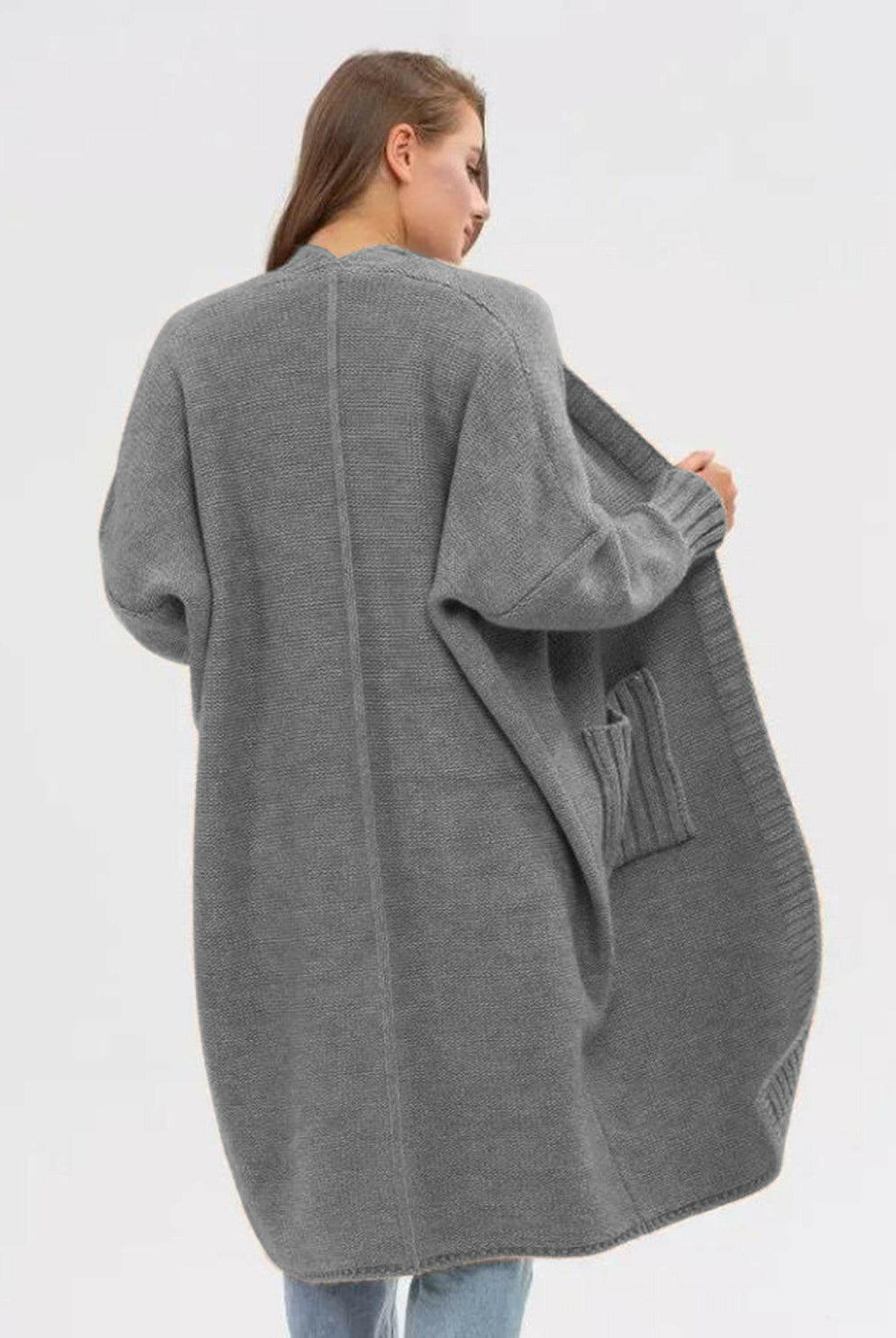 Pocketed Open Front Long Sleeve Longline Cardigan-Krush Kandy, Women's Online Fashion Boutique Located in Phoenix, Arizona (Scottsdale Area)
