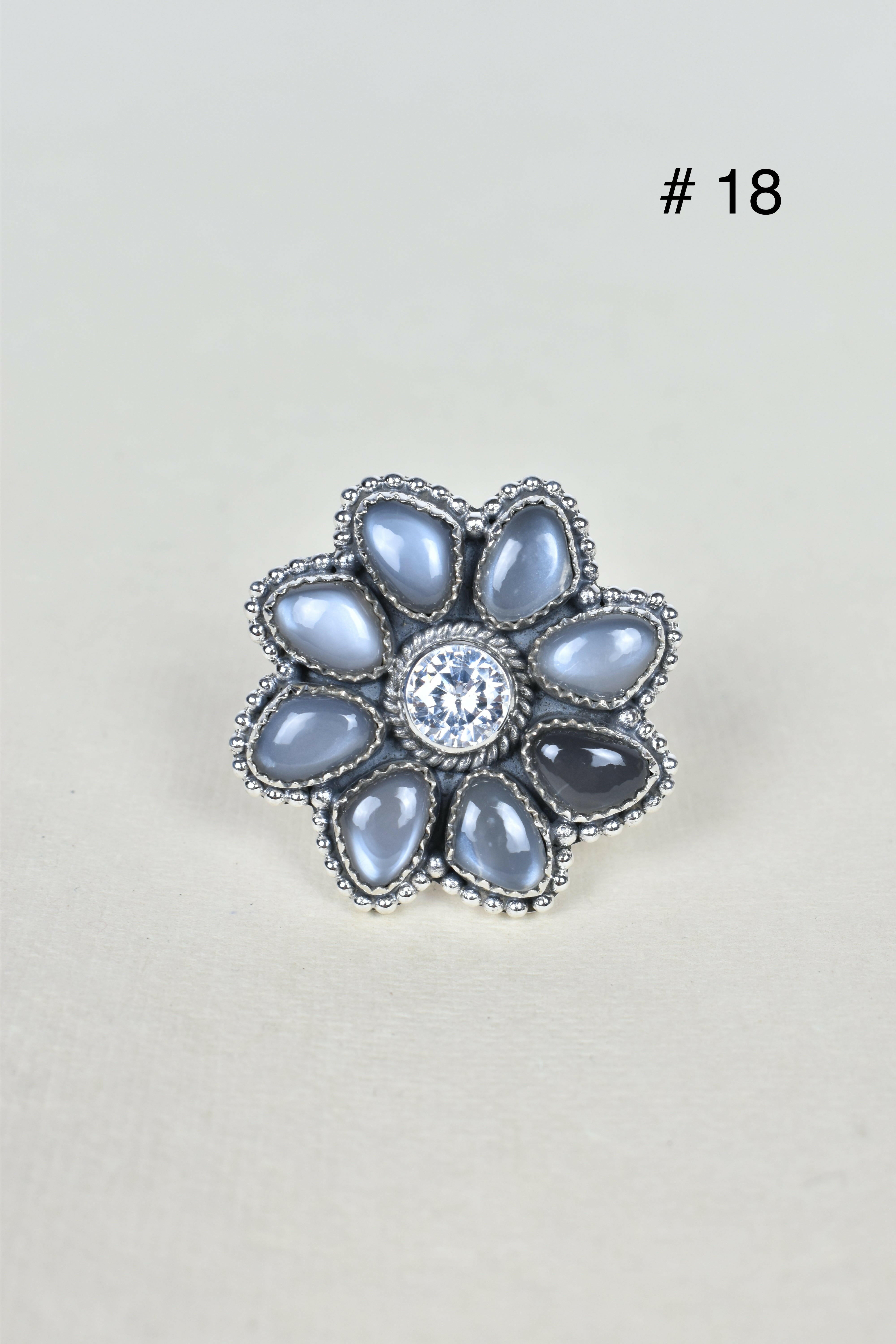 ONE OF A KIND STERLING SILVER CRYSTAL CLUSTER RINGS-Cluster Rings-Krush Kandy, Women's Online Fashion Boutique Located in Phoenix, Arizona (Scottsdale Area)