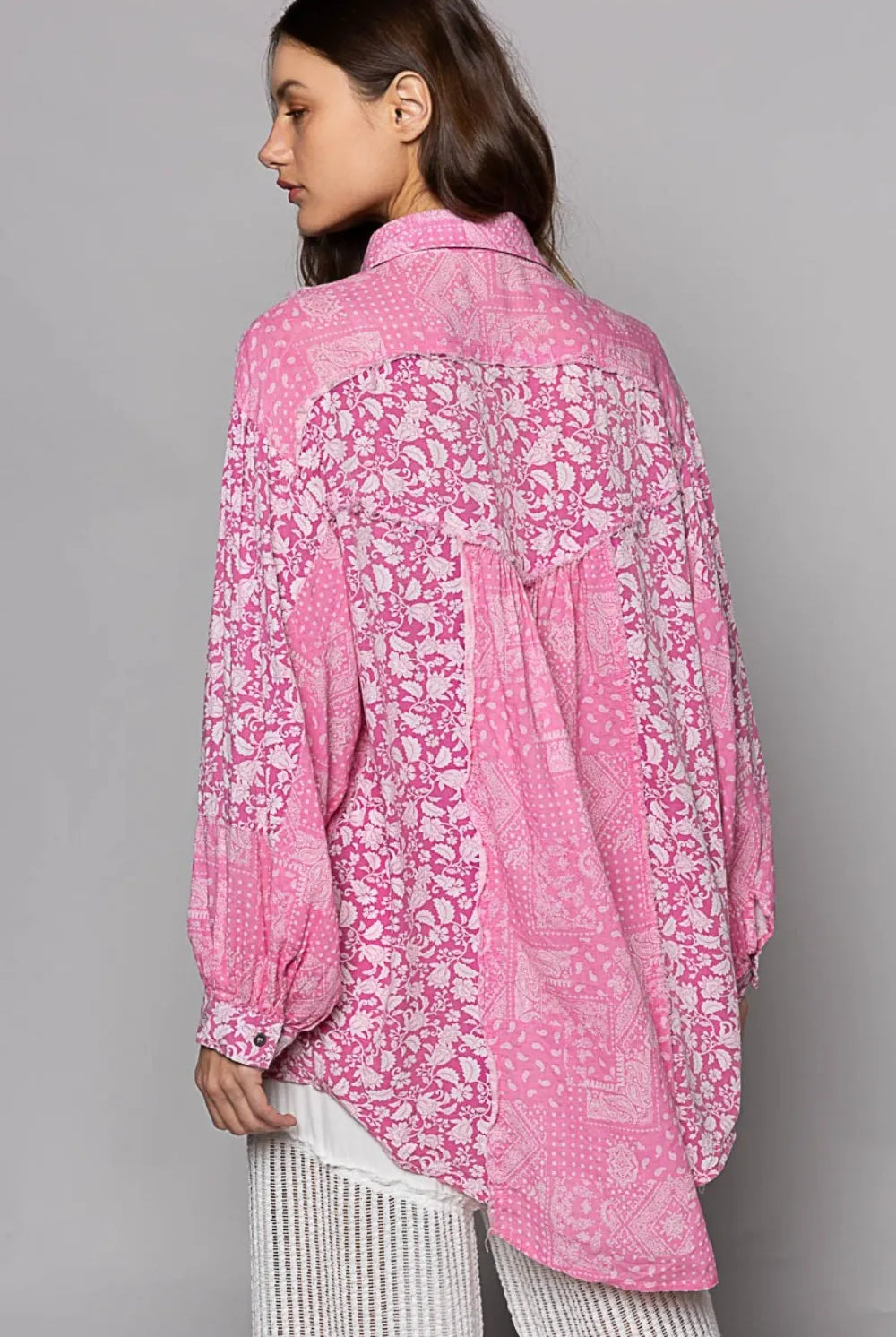 POL Button Down Long Sleeve Paisley Print Shirt-Krush Kandy, Women's Online Fashion Boutique Located in Phoenix, Arizona (Scottsdale Area)