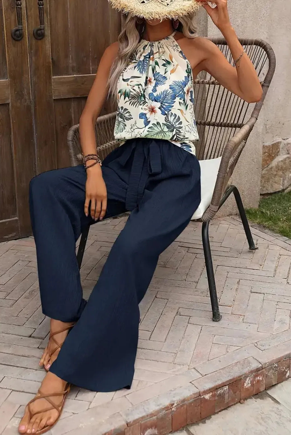 Printed Tank Top and Wide Leg Pants Set-Tops-Krush Kandy, Women's Online Fashion Boutique Located in Phoenix, Arizona (Scottsdale Area)