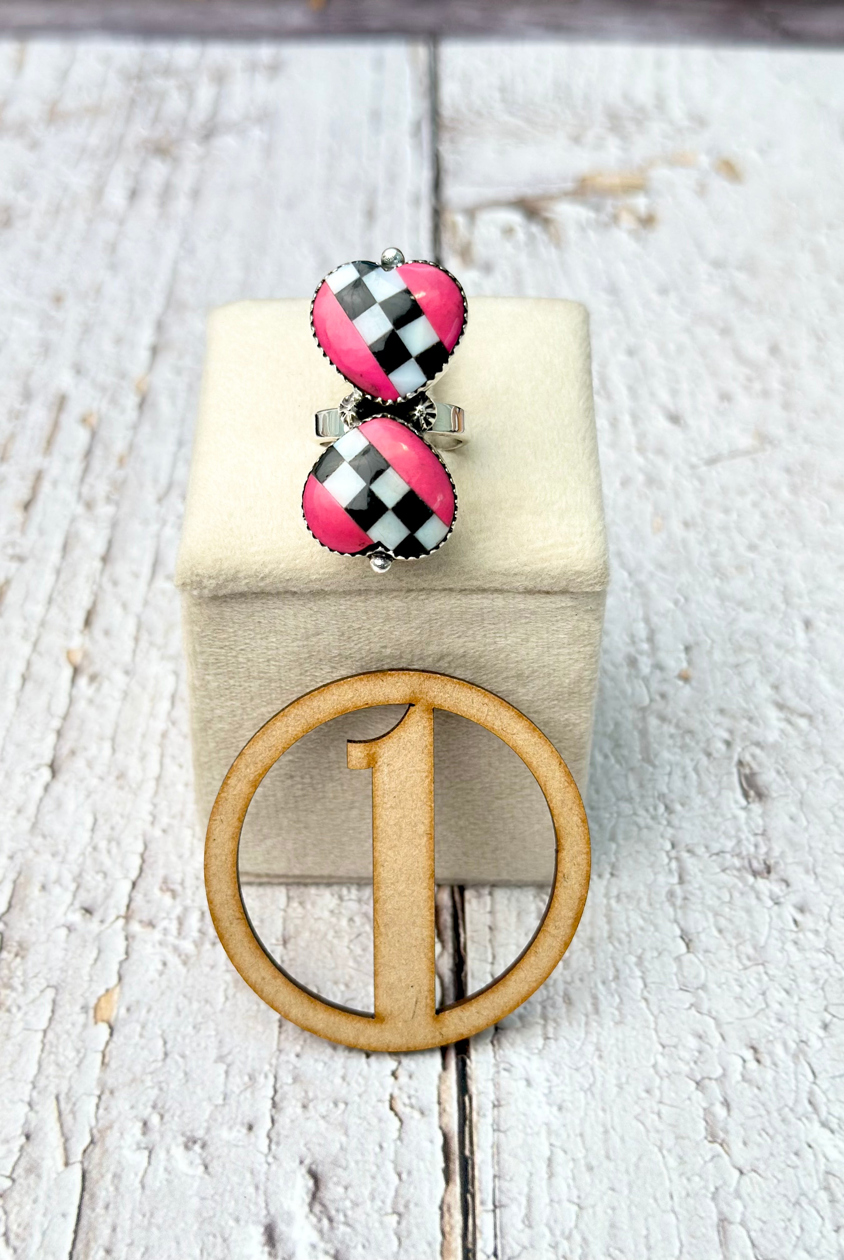 Feel The Rush Heart Checkered Rings-Ring Sizers-Krush Kandy, Women's Online Fashion Boutique Located in Phoenix, Arizona (Scottsdale Area)