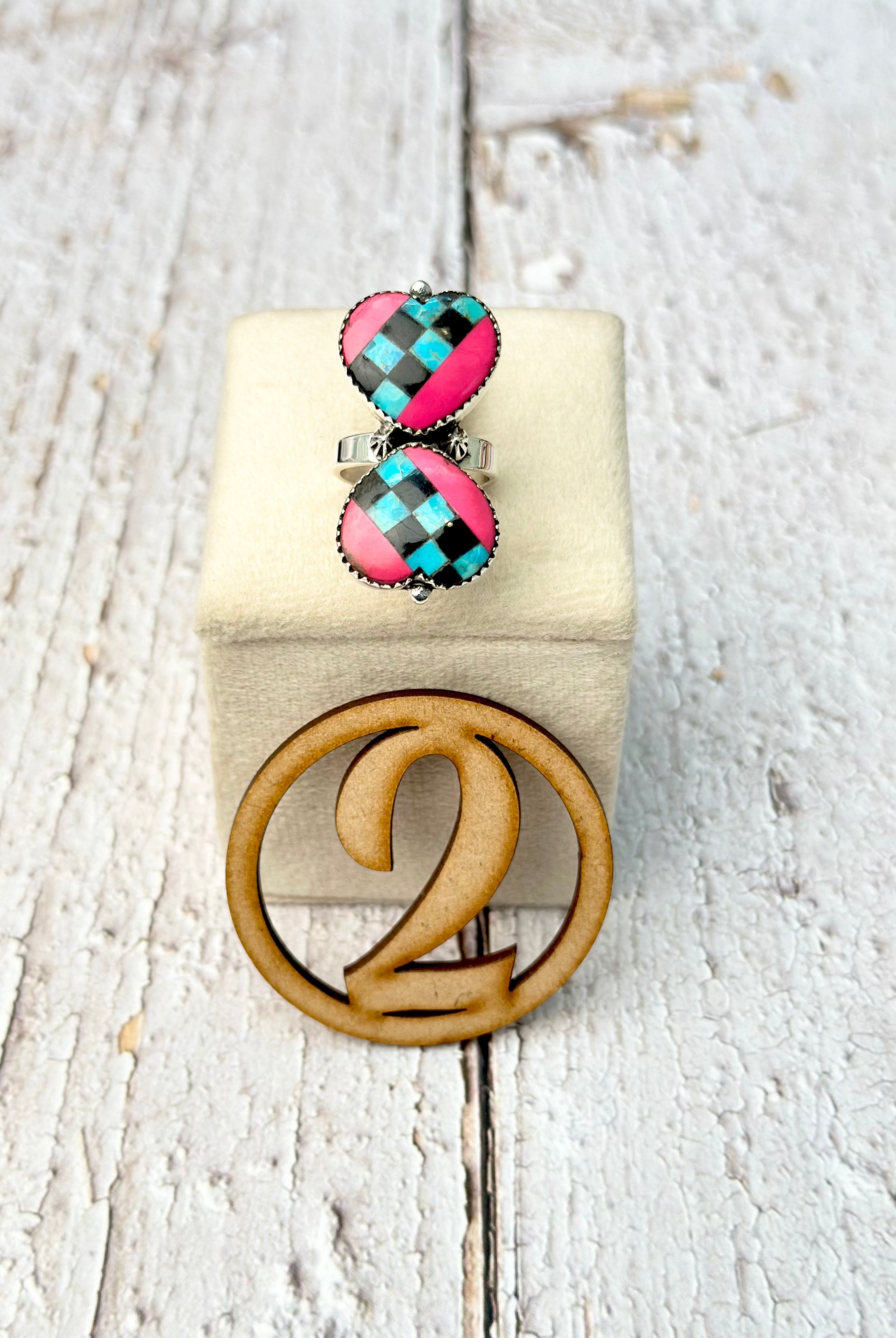 Feel The Rush Heart Checkered Rings-Ring Sizers-Krush Kandy, Women's Online Fashion Boutique Located in Phoenix, Arizona (Scottsdale Area)
