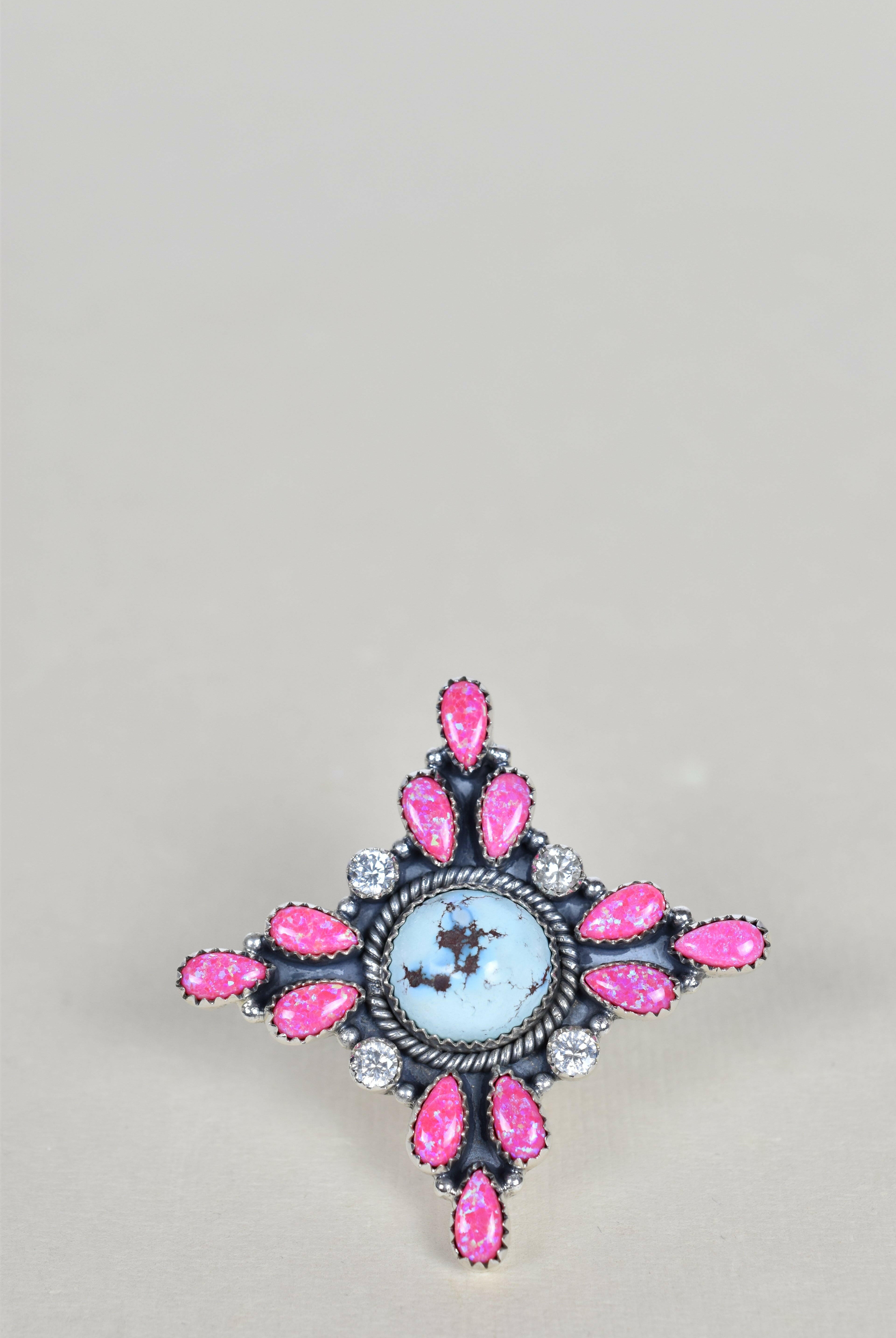 Golden Hills, Neon Opal and Crystal One of A Kind Ring-Cluster Rings-Krush Kandy, Women's Online Fashion Boutique Located in Phoenix, Arizona (Scottsdale Area)