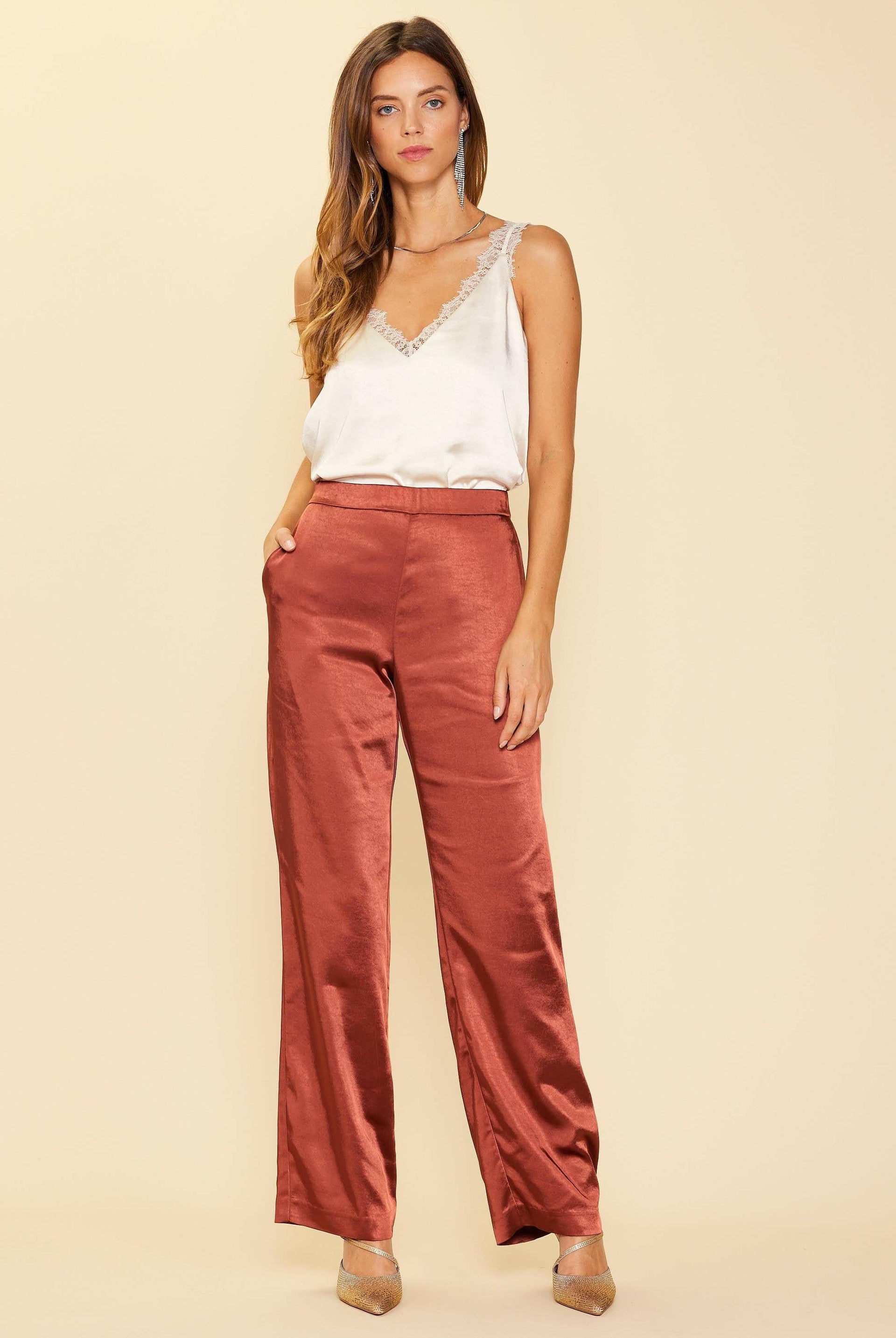 SATIN STRAIGHT LEG PANTS-PANTS-Krush Kandy, Women's Online Fashion Boutique Located in Phoenix, Arizona (Scottsdale Area)