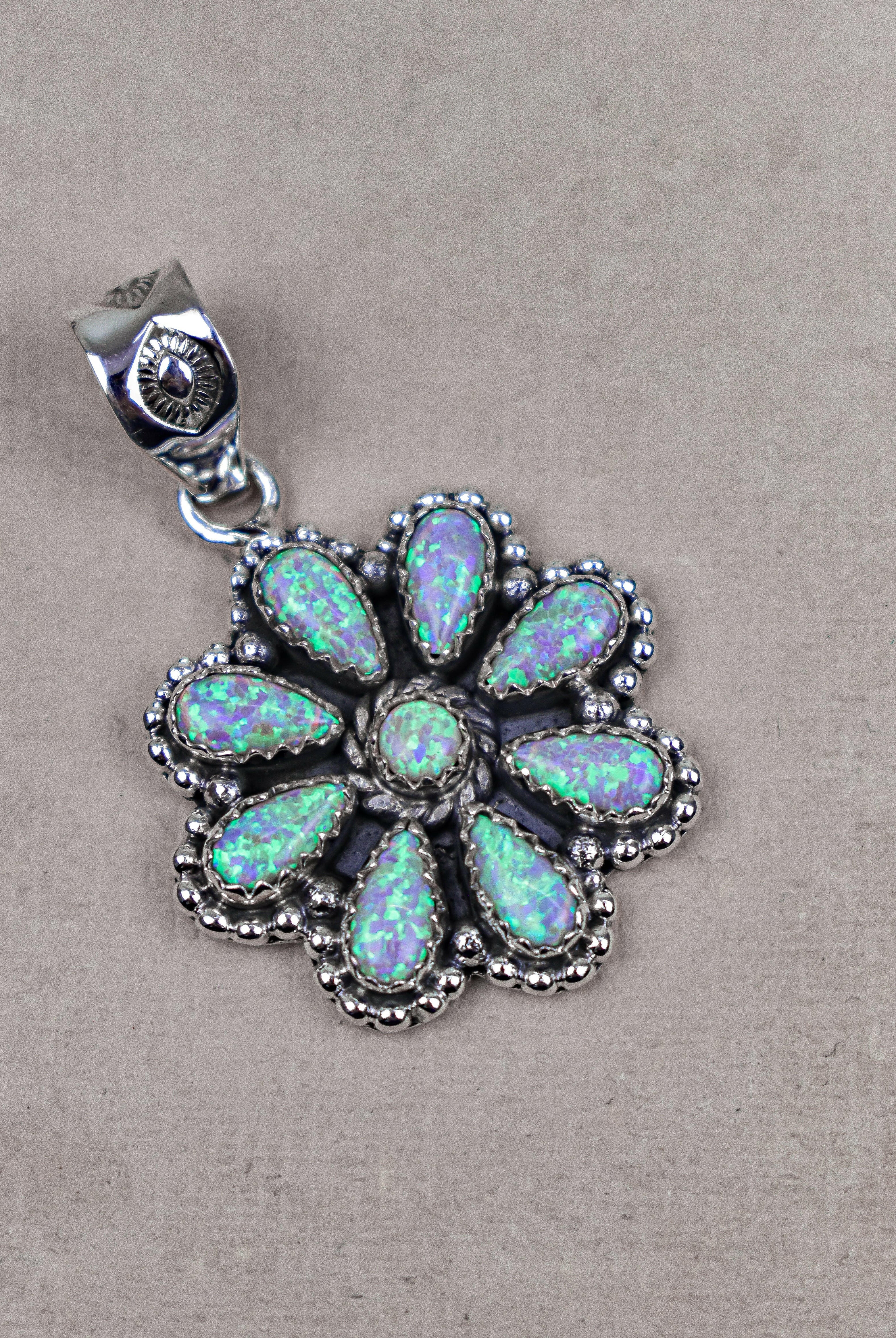 Silver Blossom Gem Pendant-Pendant Necklaces-Krush Kandy, Women's Online Fashion Boutique Located in Phoenix, Arizona (Scottsdale Area)