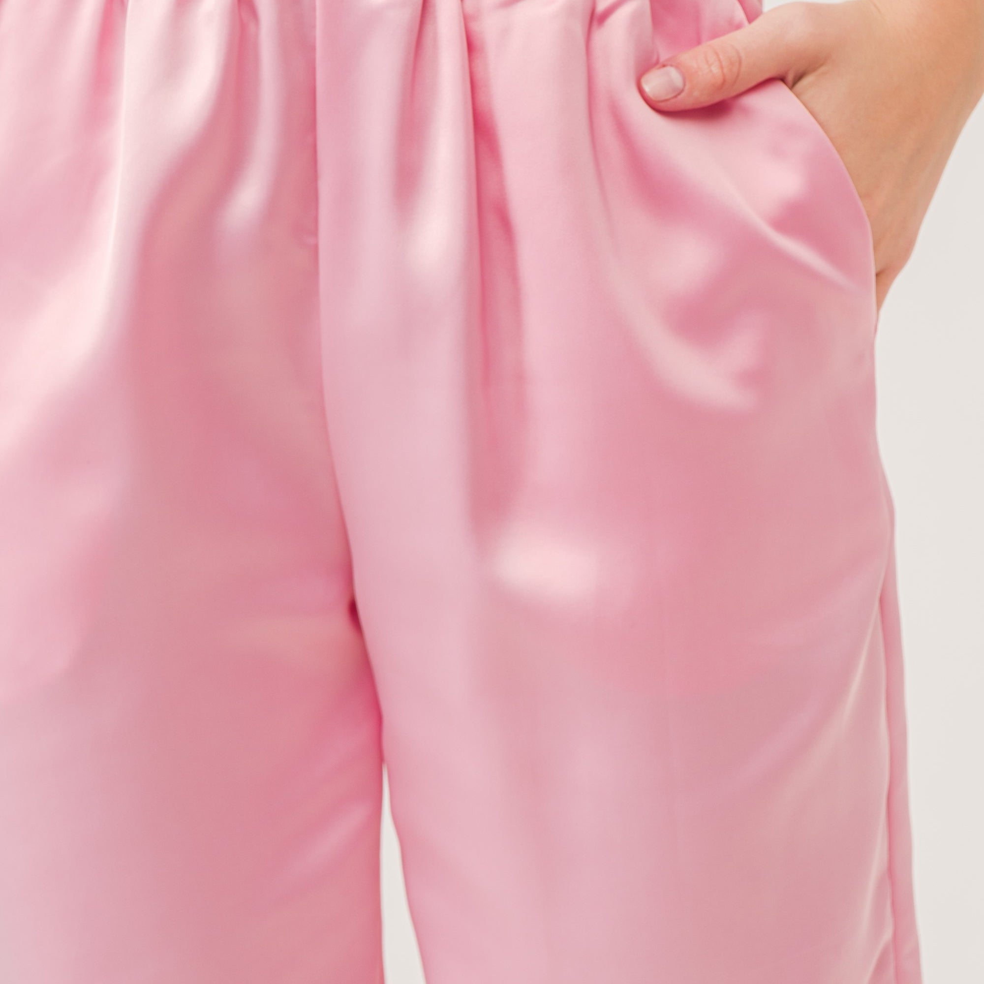 High Rise Satin Pants With Elastic Waist-Pants-Krush Kandy, Women's Online Fashion Boutique Located in Phoenix, Arizona (Scottsdale Area)