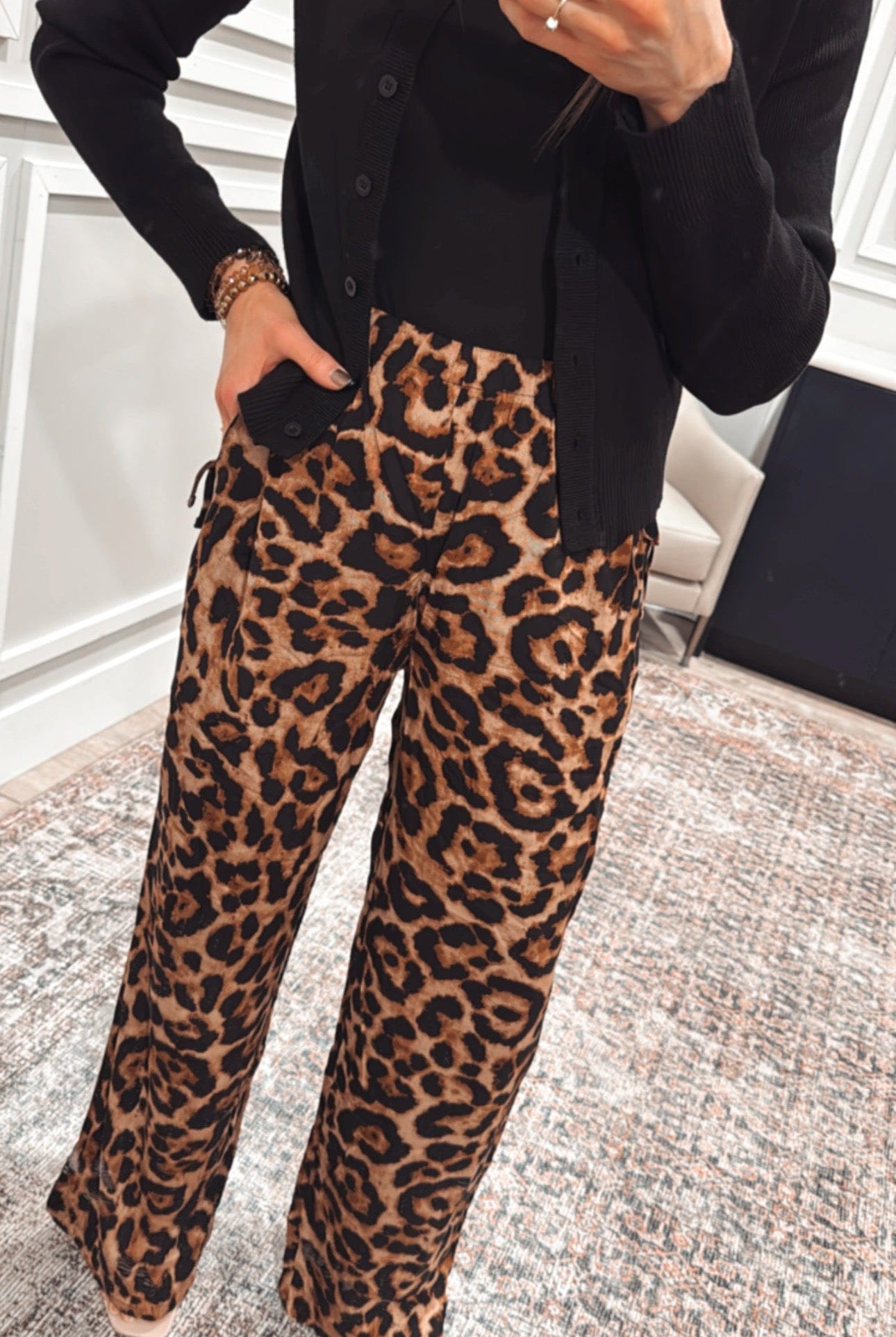 Leopard Print Waist Tie Pull On Pants-Pants-Krush Kandy, Women's Online Fashion Boutique Located in Phoenix, Arizona (Scottsdale Area)