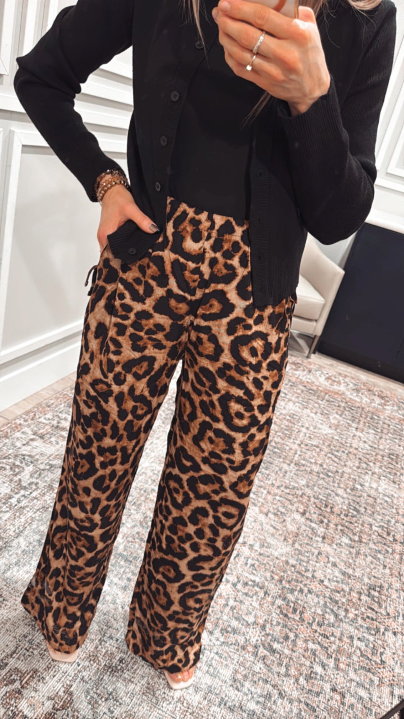Leopard Print Waist Tie Pull On Pants-Pants-Krush Kandy, Women's Online Fashion Boutique Located in Phoenix, Arizona (Scottsdale Area)