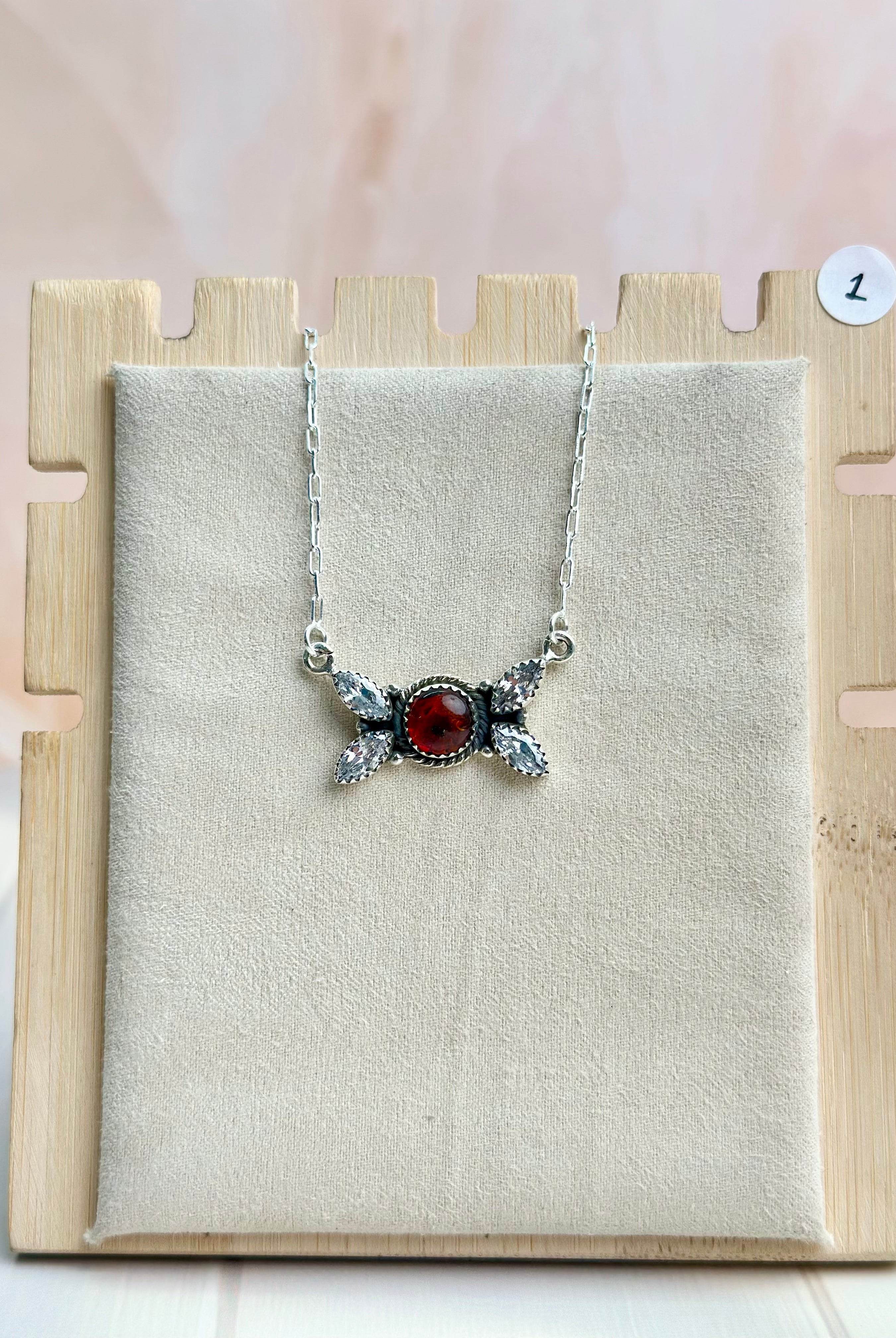 Amber, Turquoise & Crystal Dainty Necklace-Necklaces-Krush Kandy, Women's Online Fashion Boutique Located in Phoenix, Arizona (Scottsdale Area)