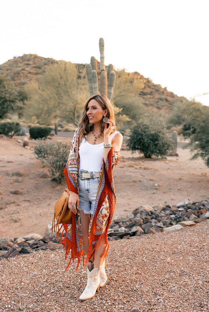 Bohemian Diamond Tassel Kimono-Kimonos-Krush Kandy, Women's Online Fashion Boutique Located in Phoenix, Arizona (Scottsdale Area)