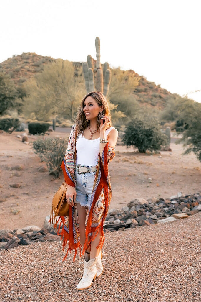 Bohemian Diamond Tassel Kimono-Kimonos-Krush Kandy, Women's Online Fashion Boutique Located in Phoenix, Arizona (Scottsdale Area)