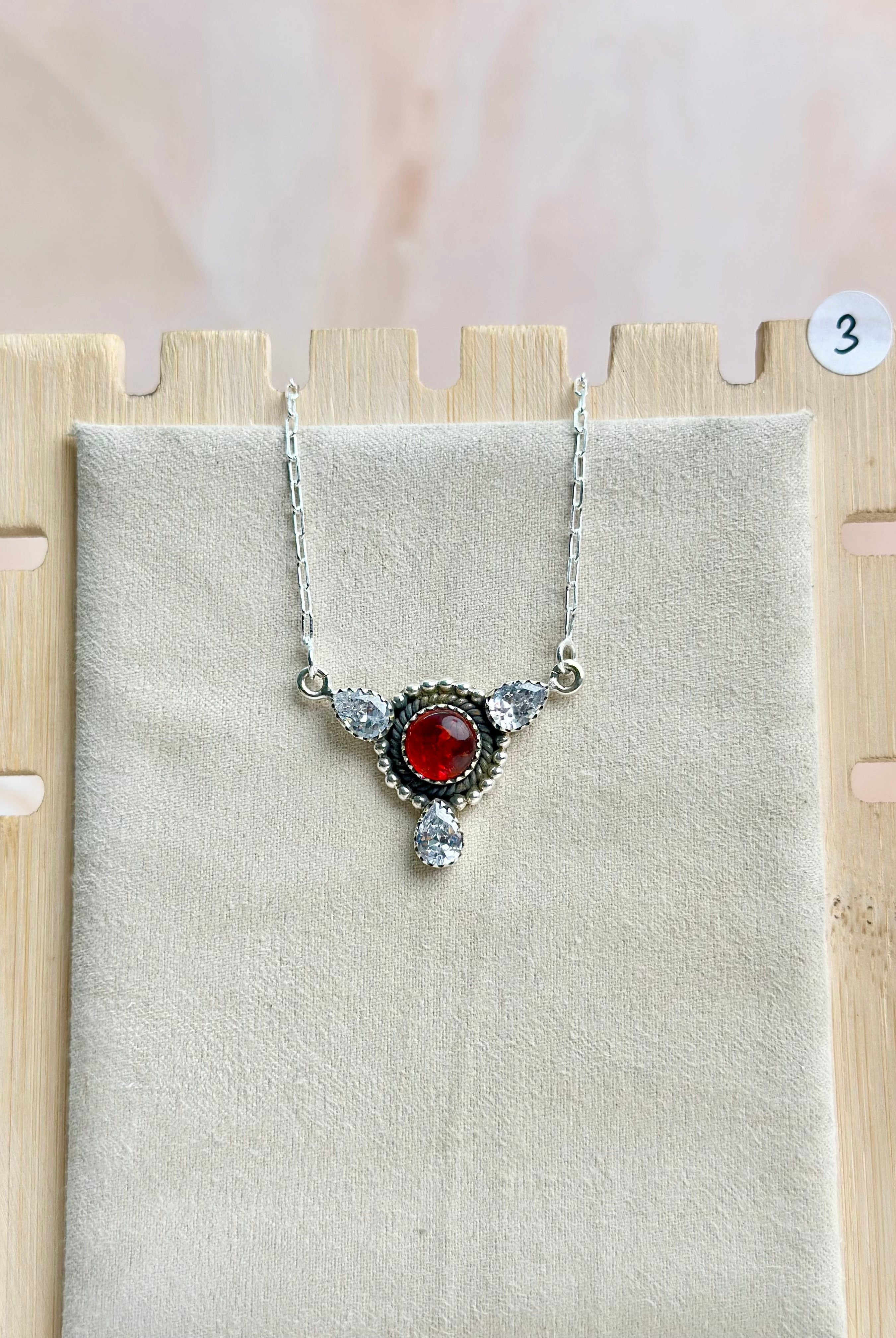 Amber, Turquoise & Crystal Dainty Necklace-Necklaces-Krush Kandy, Women's Online Fashion Boutique Located in Phoenix, Arizona (Scottsdale Area)
