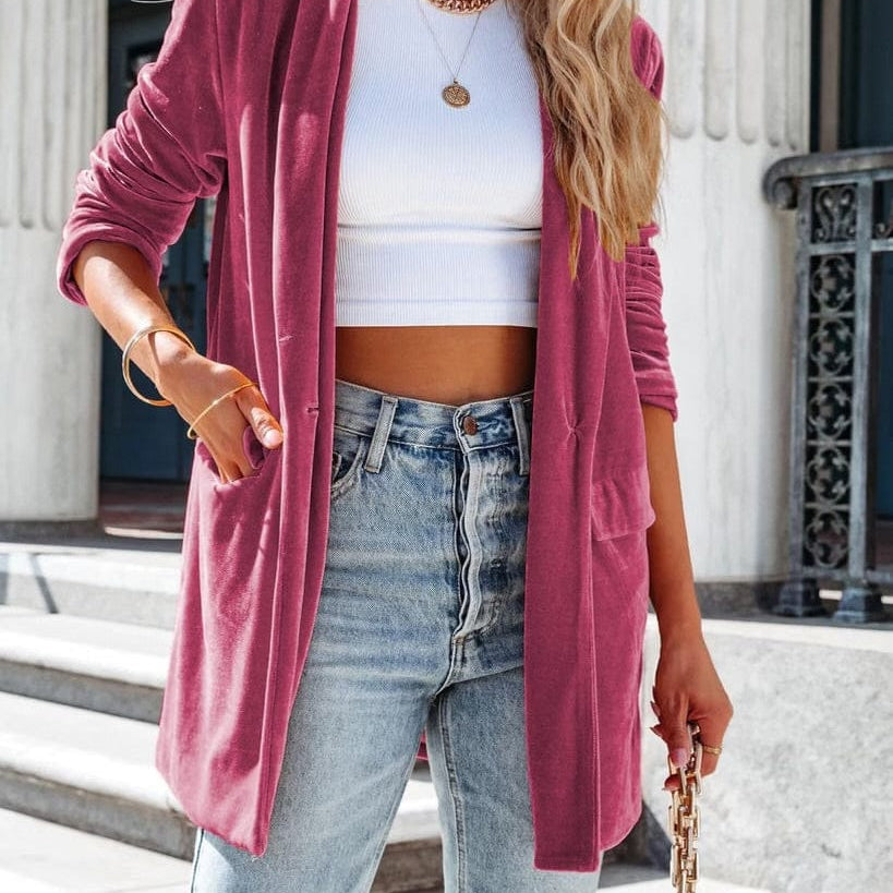 KKB LABEL Button Up Long Sleeve Blazer with Pocket MADE TO ORDER-Jacket-Krush Kandy, Women's Online Fashion Boutique Located in Phoenix, Arizona (Scottsdale Area)