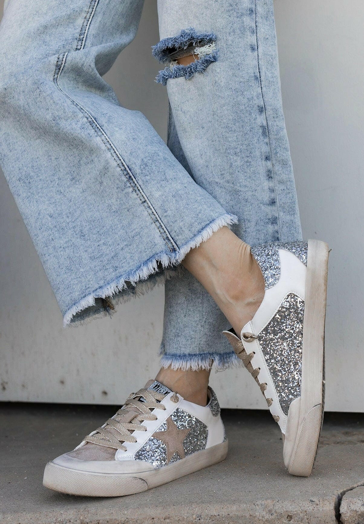 Your Favorite Neutral Glitter Star Sneaker-Sneakers-Krush Kandy, Women's Online Fashion Boutique Located in Phoenix, Arizona (Scottsdale Area)