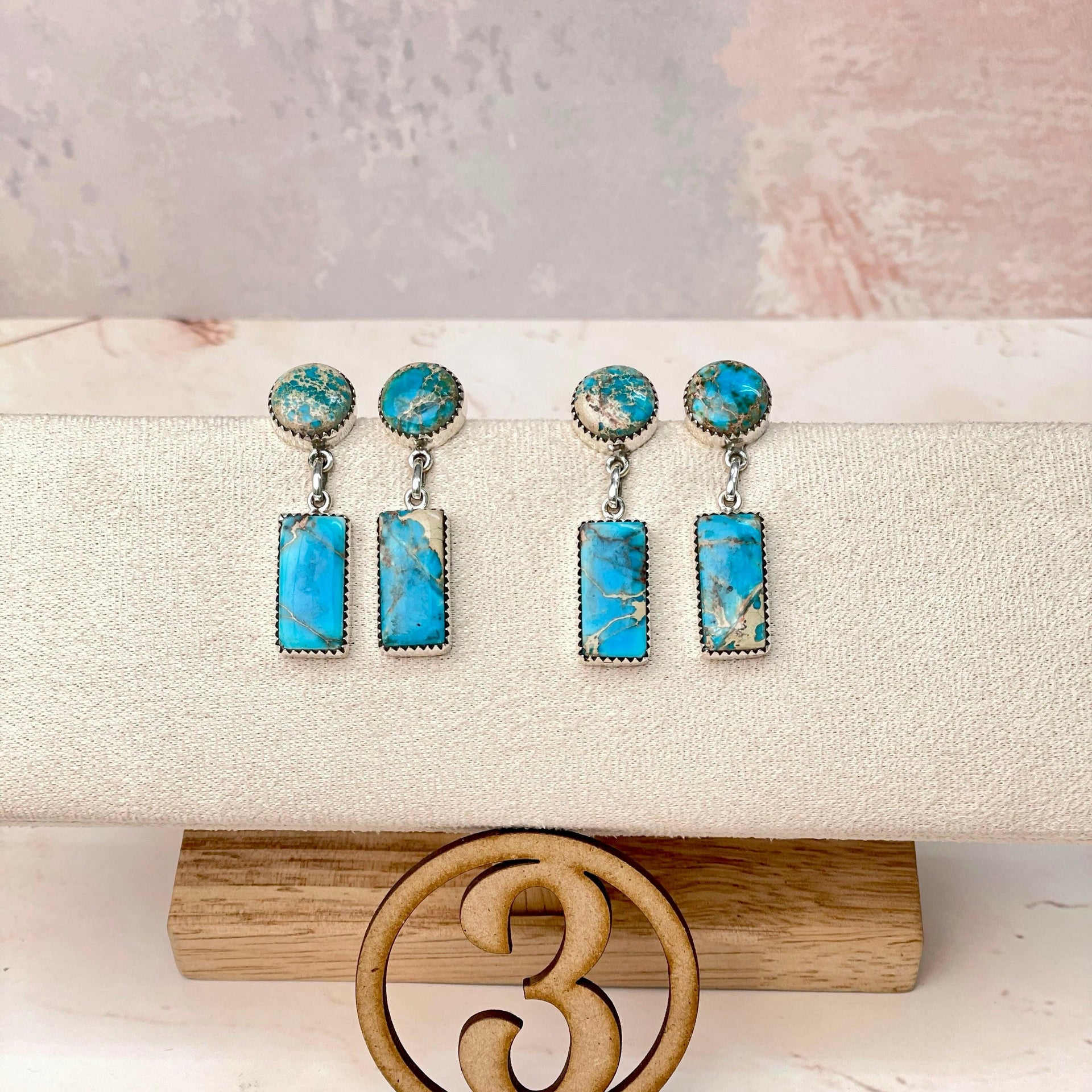 Desert Jasper Blue Slab Earrings-Earrings-Krush Kandy, Women's Online Fashion Boutique Located in Phoenix, Arizona (Scottsdale Area)