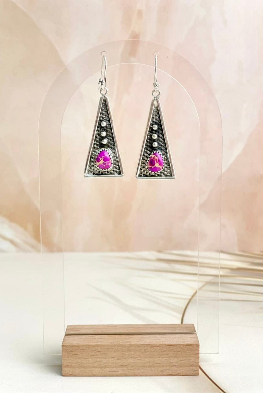 Boho Stamped Triangle Multi Earrings-Earrings-Krush Kandy, Women's Online Fashion Boutique Located in Phoenix, Arizona (Scottsdale Area)