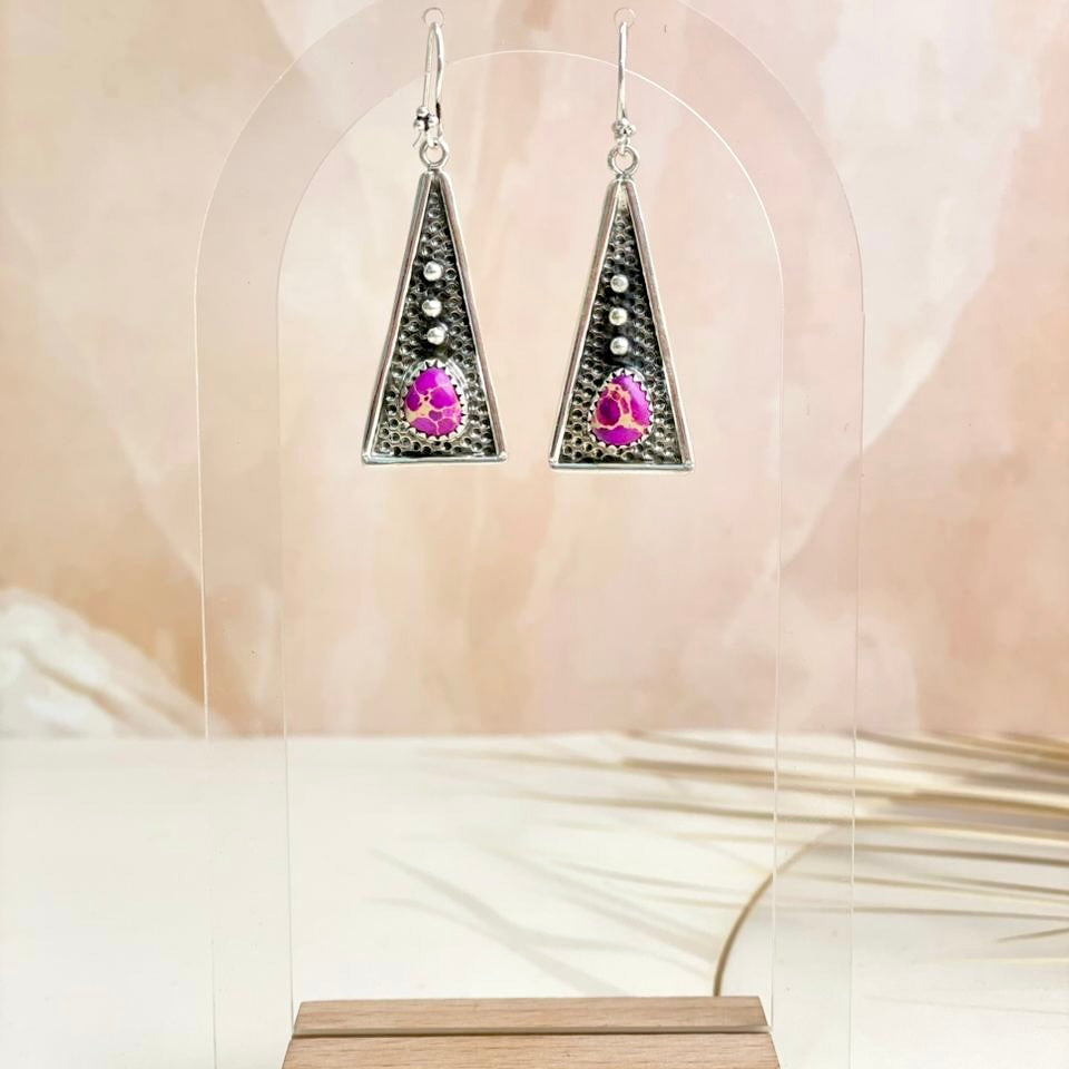 Boho Stamped Triangle Multi Earrings-Earrings-Krush Kandy, Women's Online Fashion Boutique Located in Phoenix, Arizona (Scottsdale Area)