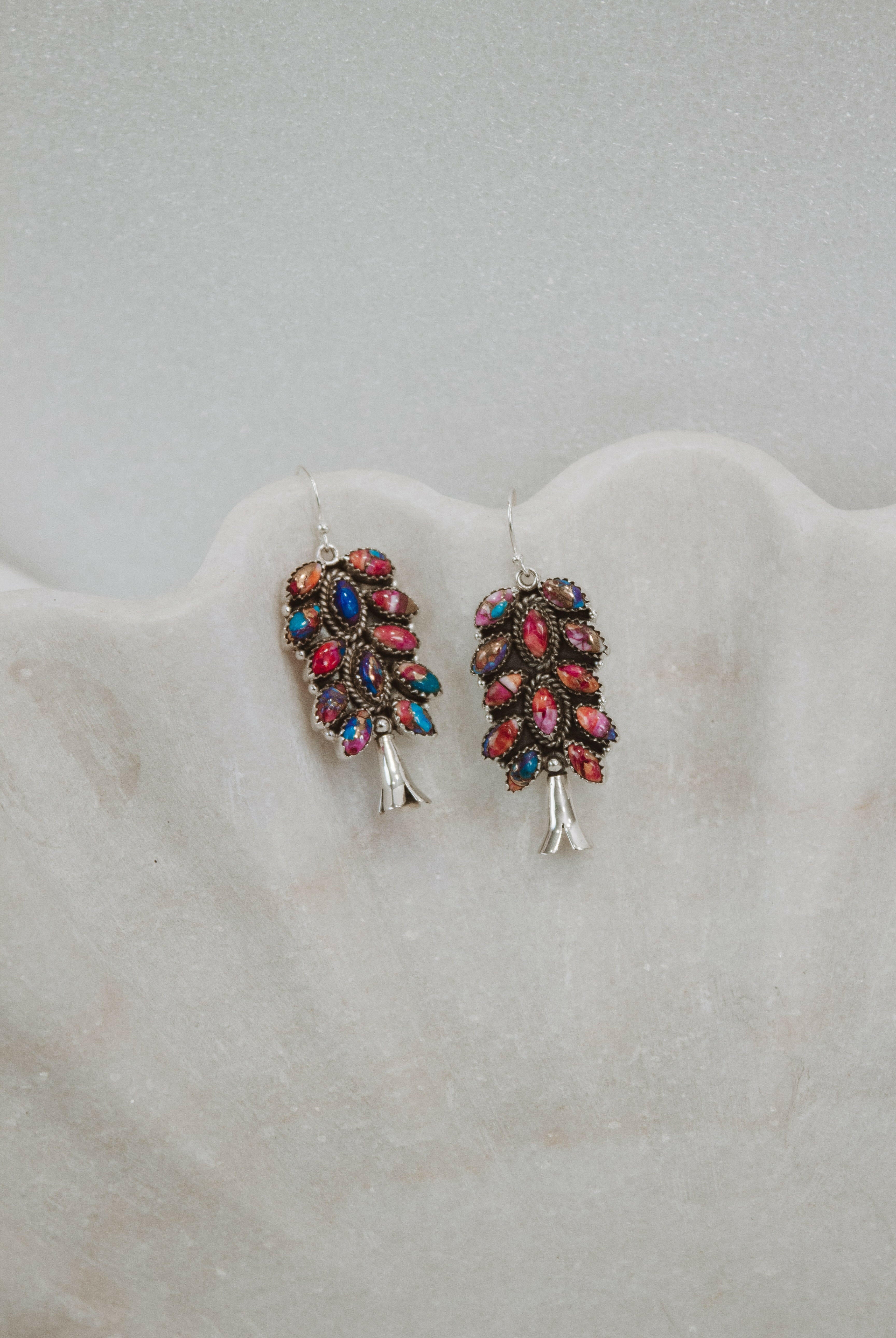 Squash Blossom Stone Cluster Earrings | Krush Exclusive-Drop Earrings-Krush Kandy, Women's Online Fashion Boutique Located in Phoenix, Arizona (Scottsdale Area)