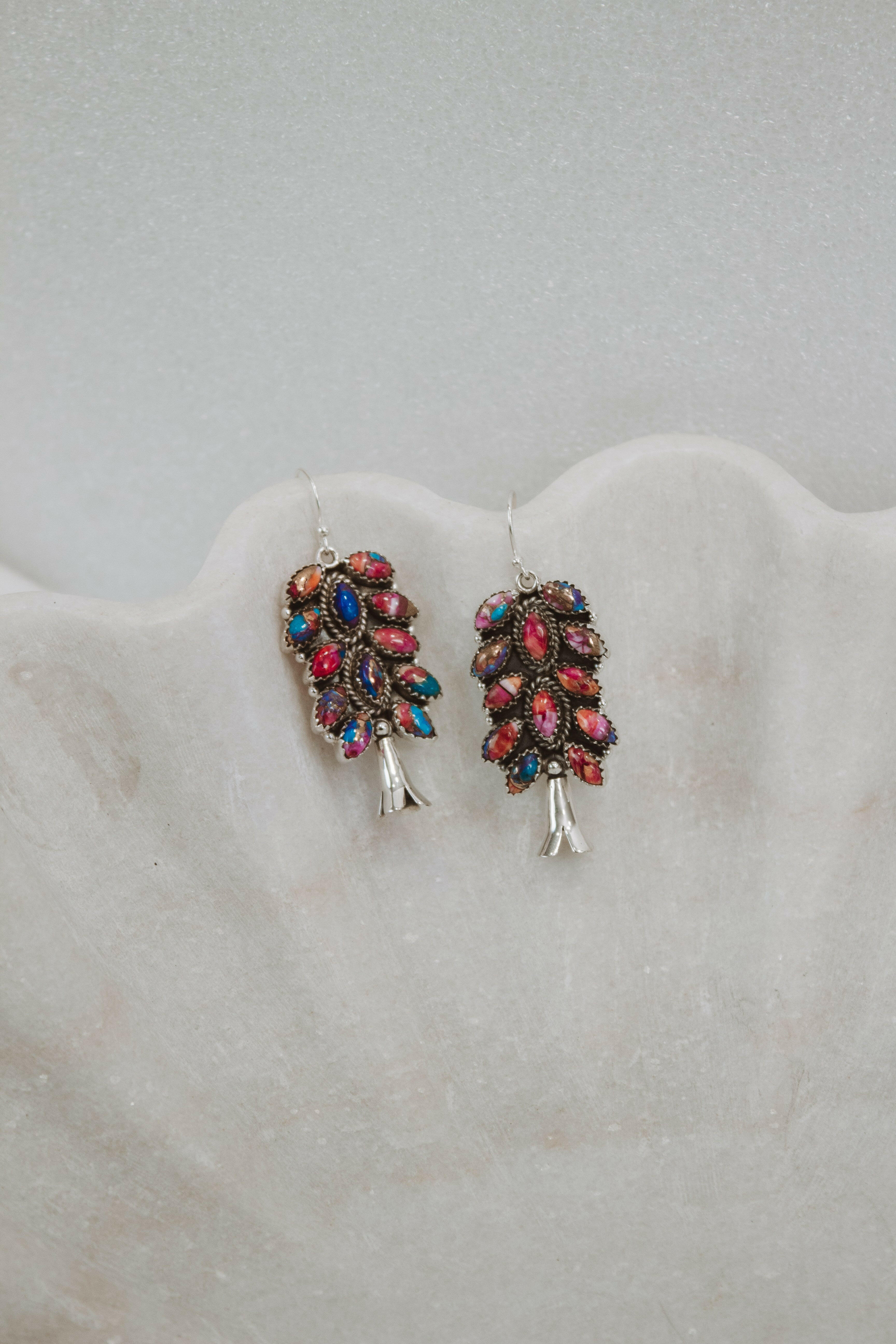 Squash Blossom Stone Cluster Earrings | Krush Exclusive-Drop Earrings-Krush Kandy, Women's Online Fashion Boutique Located in Phoenix, Arizona (Scottsdale Area)