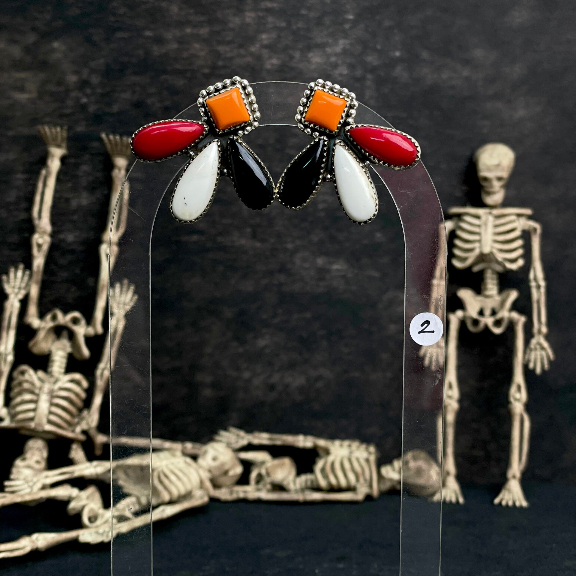 Halloween Studs Rosarita & Black Onyx sno 25-Earrings-Krush Kandy, Women's Online Fashion Boutique Located in Phoenix, Arizona (Scottsdale Area)