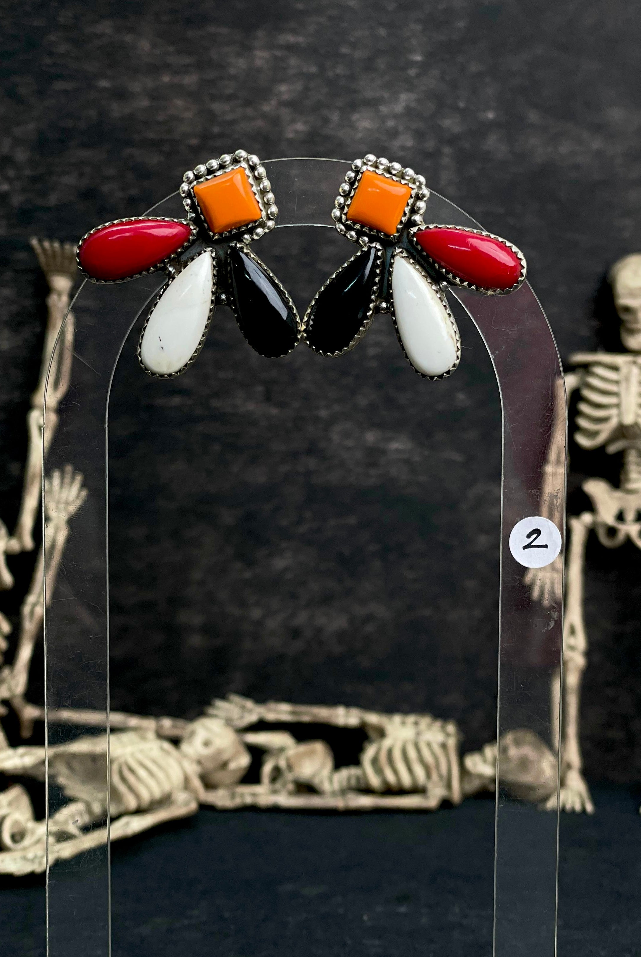 Halloween Studs Rosarita & Black Onyx sno 25-Earrings-Krush Kandy, Women's Online Fashion Boutique Located in Phoenix, Arizona (Scottsdale Area)