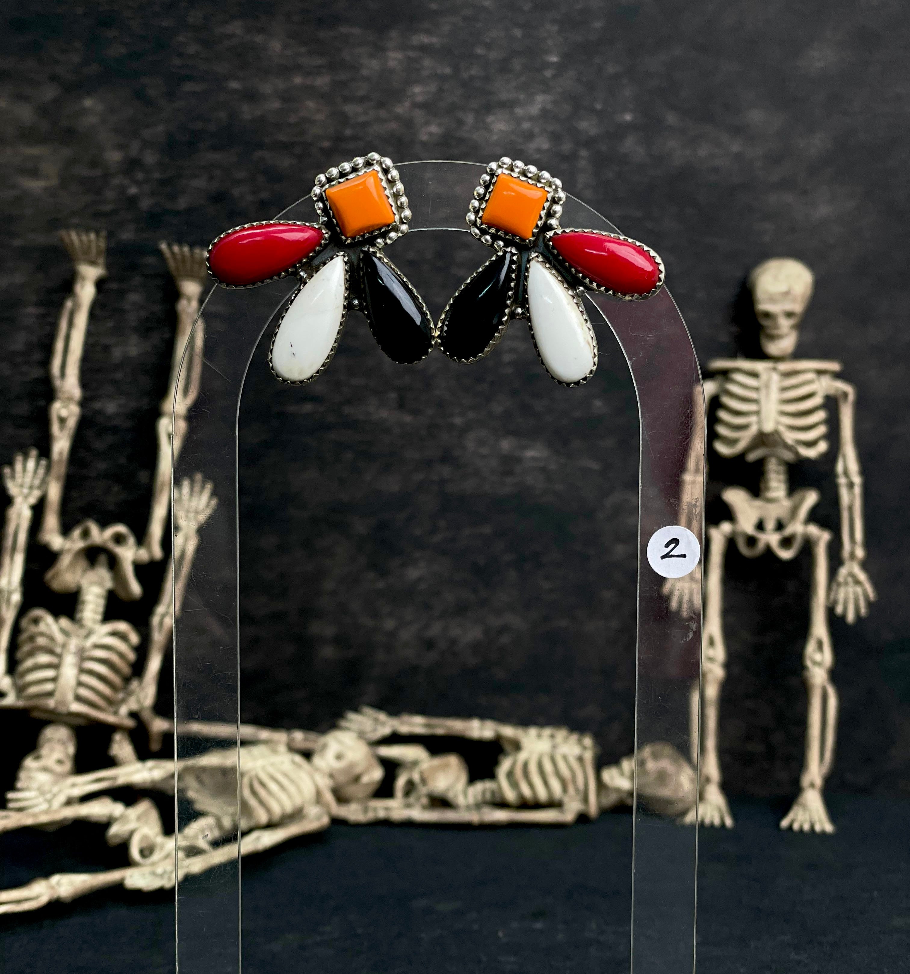 Halloween Studs Rosarita & Black Onyx sno 25-Earrings-Krush Kandy, Women's Online Fashion Boutique Located in Phoenix, Arizona (Scottsdale Area)