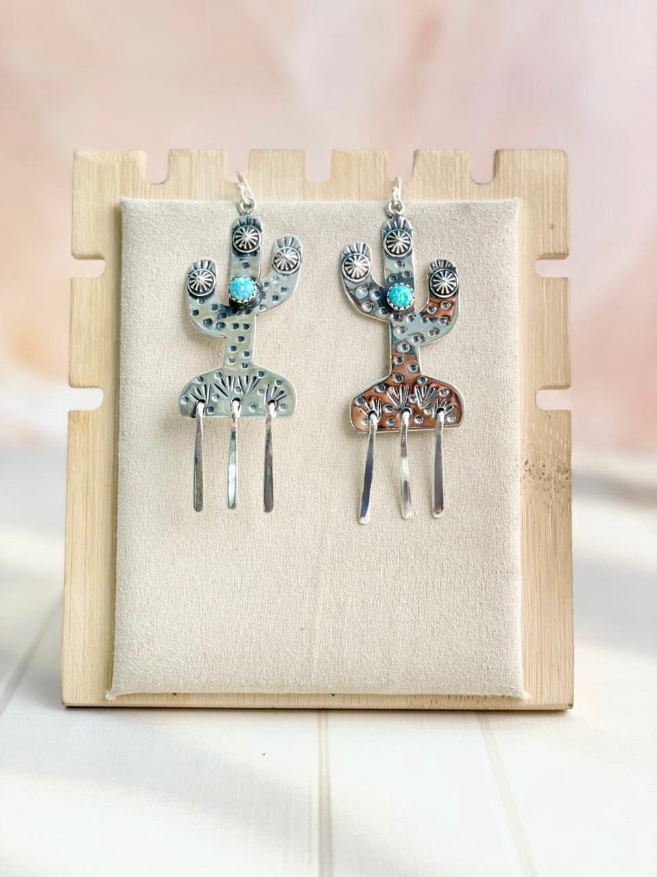 Boho Fringe Cactus Opal Dangle Earrings-Earrings-Krush Kandy, Women's Online Fashion Boutique Located in Phoenix, Arizona (Scottsdale Area)